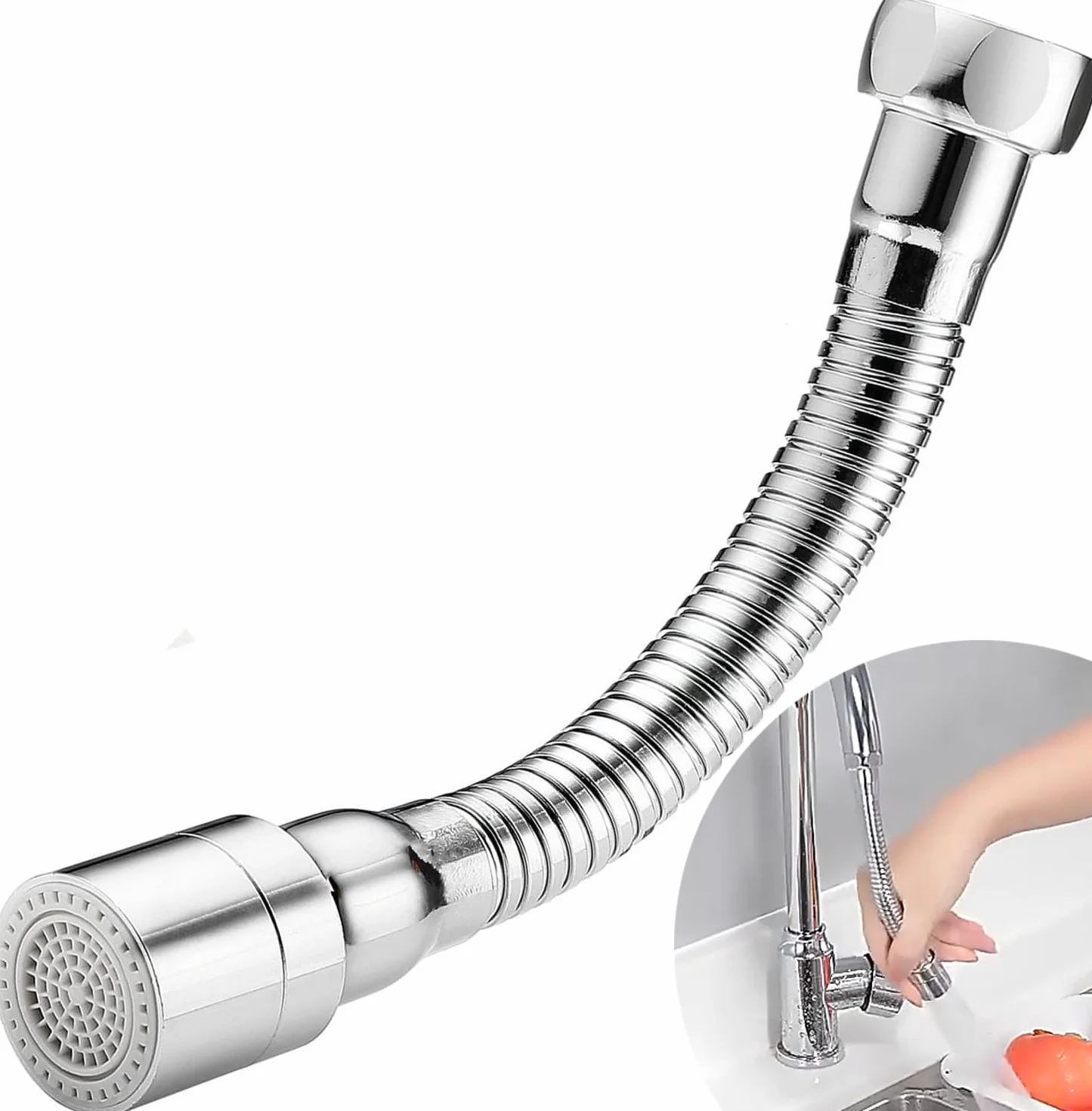 STOAT®Extensión de grifo 18cm de acero inoxidable 304.Orientación fija.Práctico para cepillarse los dientes, lavarse la cara y el pelo y para recoger el agua.