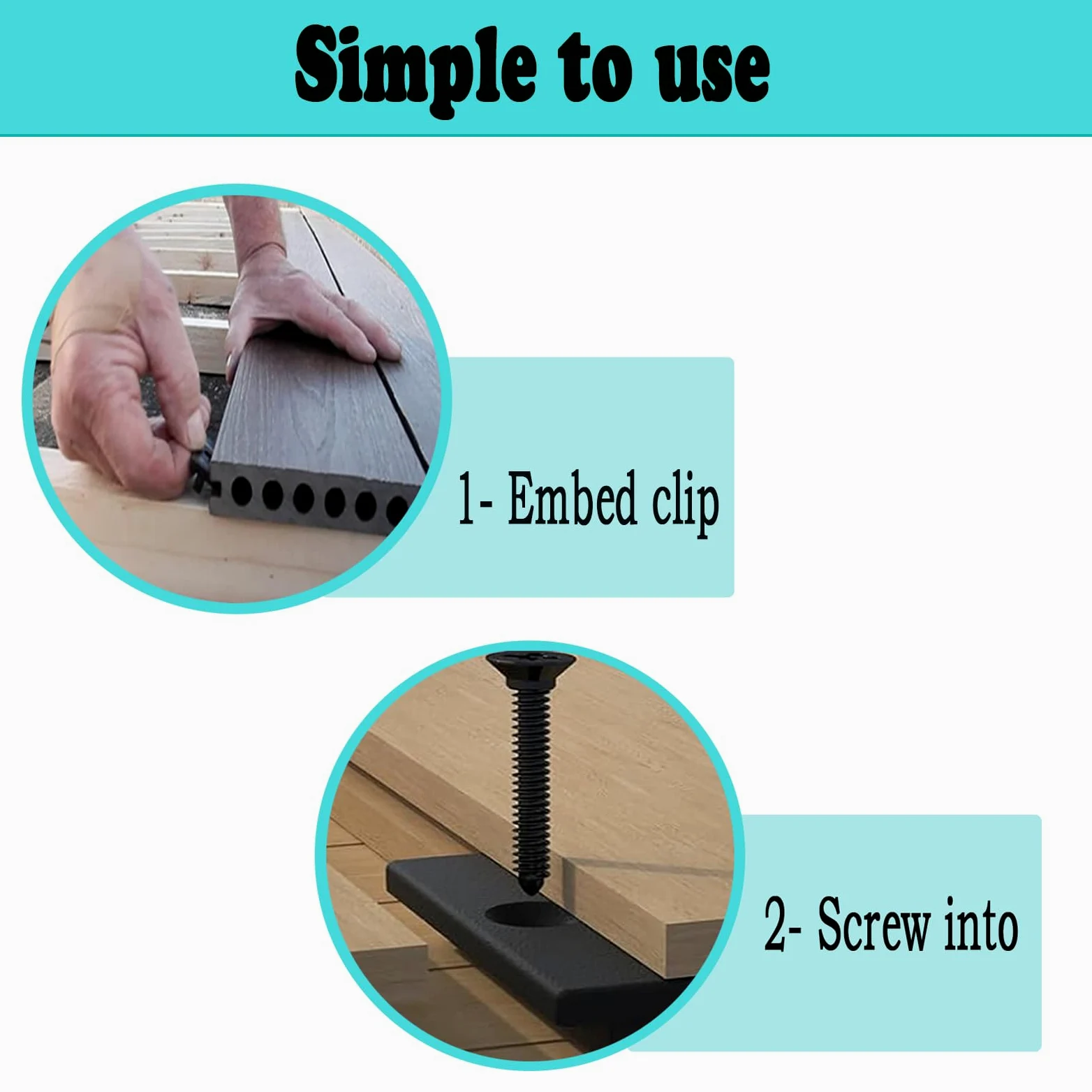 Clips de fijación T para cubierta compuesta, clip de cubierta con sujetador inicial, clip de cubierta oculto para sujetadores de tableros, sujetadores ocultos Clips de fijación T de WPC con tornillos