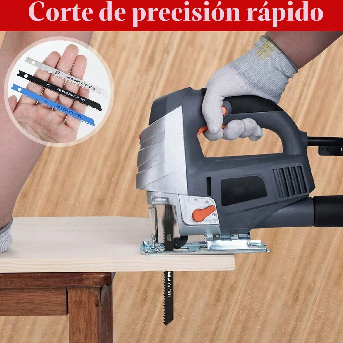 Juego de 25 hojas de sierra de calar 6T 8T 10T de acero de alto carbono, vástago en U
