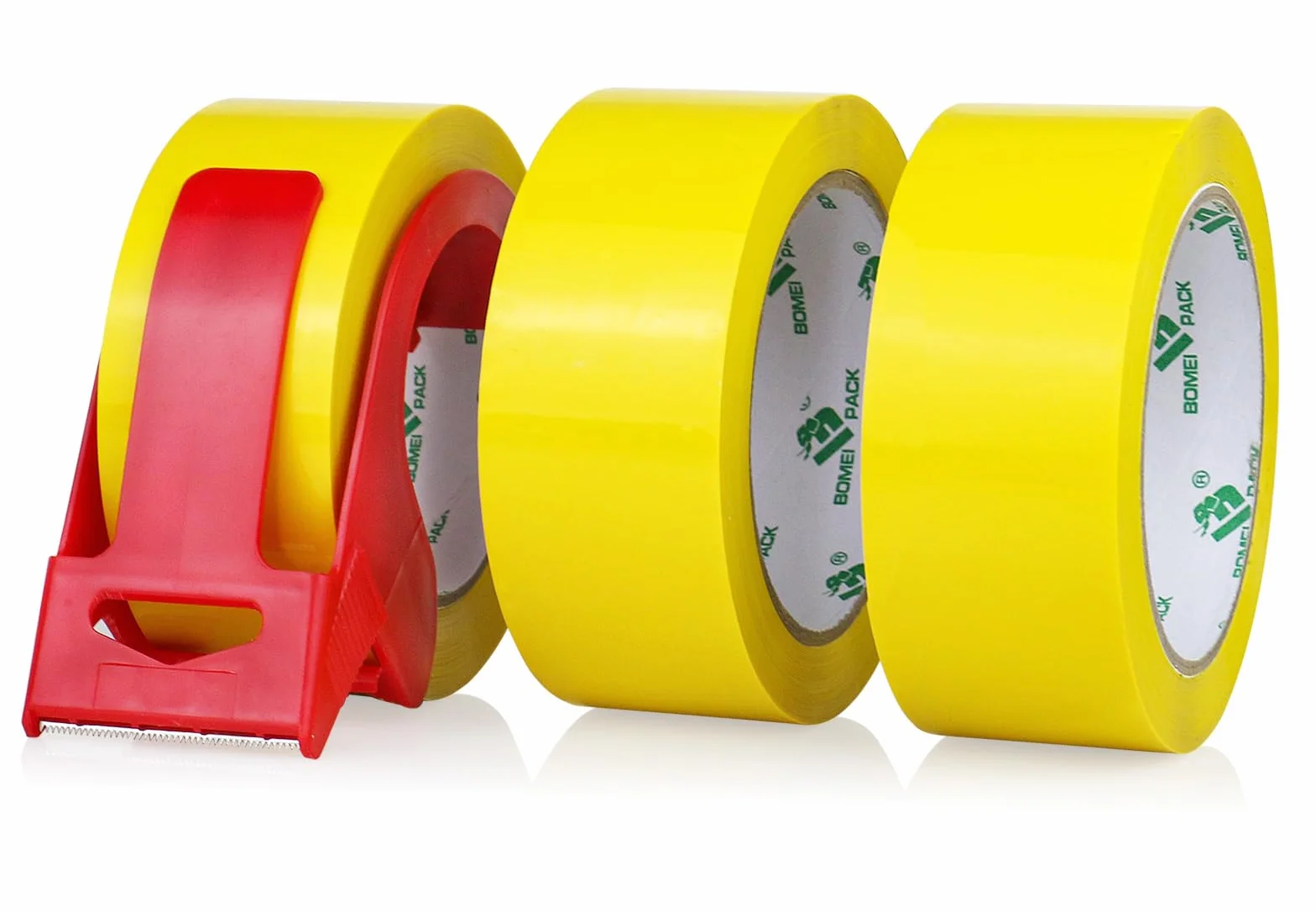 BOMEI PACK 3 Rollos 48mmx66m Amarillo Cinta Adhesiva de Embalar para Embalaje de Cajas de Cartón de Envíos y Mudanzas. Precinto para Empaquetados Resistentes