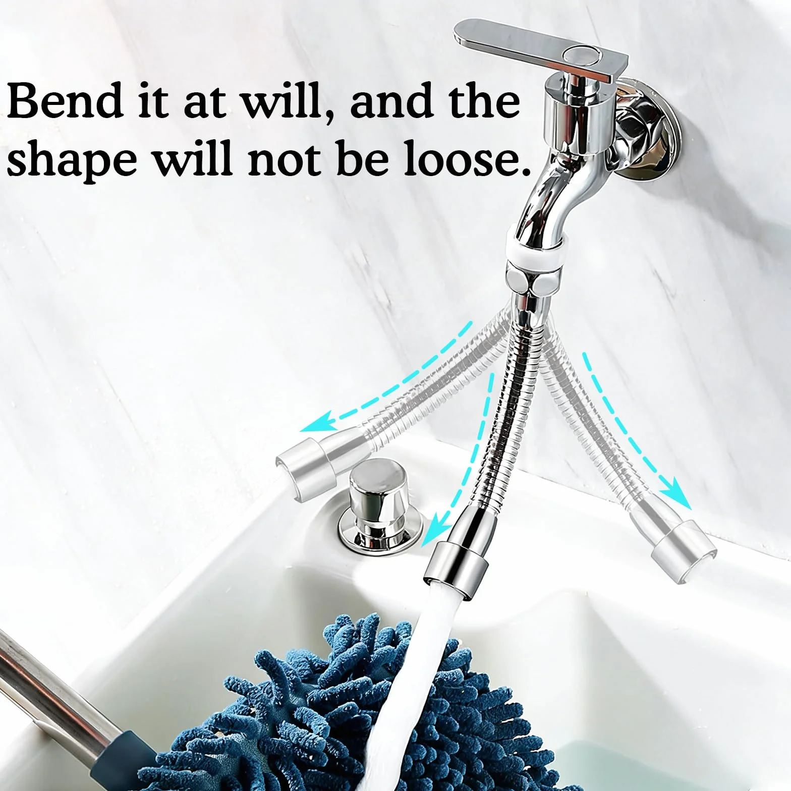 Extensión flexible de 20 cm, grifo de ahorro de agua, accesorio giratorio con 2 adaptadores de grifo, regulador de chorro, cabezal pulverizador para cocinas, baños, bares, inodoros