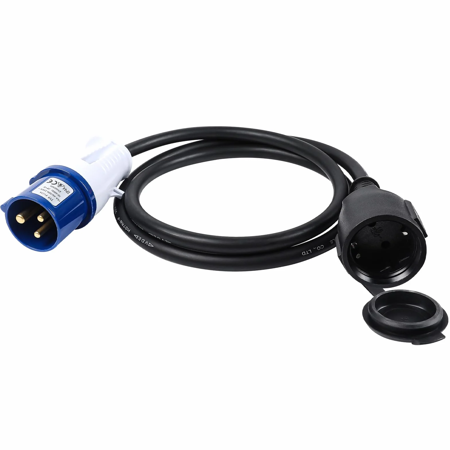 AOHEWEI Cable Adaptador CEE 1,5M, Acoplamiento Schuko a Enchufe CEE y Contacto de Tierra H07RN-F 3G2,5mm² 230V/16A Alimentación IP44 A Prueba de Salpicaduras para Camping Caravana Barco y Autocaravana