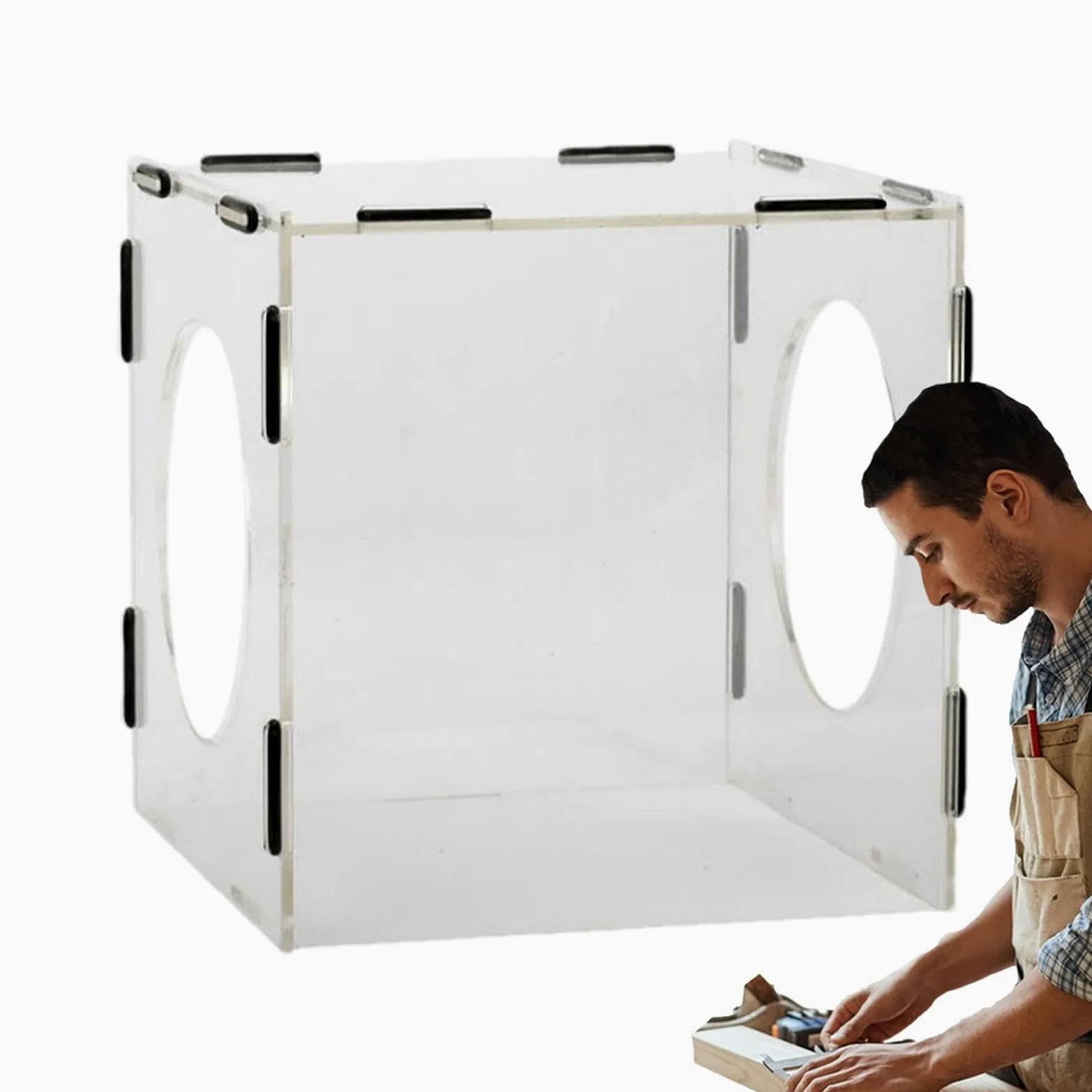 Caja de polvo de molienda | Caja de lijado a prueba de polvo - Caja de polvo eléctrica para mesa de molienda, caja de polvo transparente cerrada para trabajos de molienda