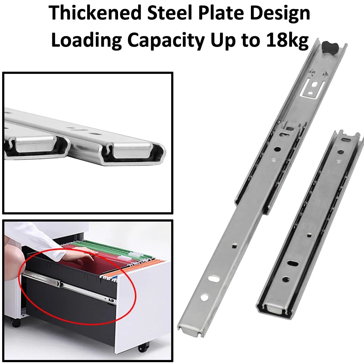 4 Par (8 Piezas) 350mm Guías para Cajones 27mm Guías Correderas para Cajones Guías Laterales para Cajones con Rodamiento de Bolas Extensión Rieles para Cajones