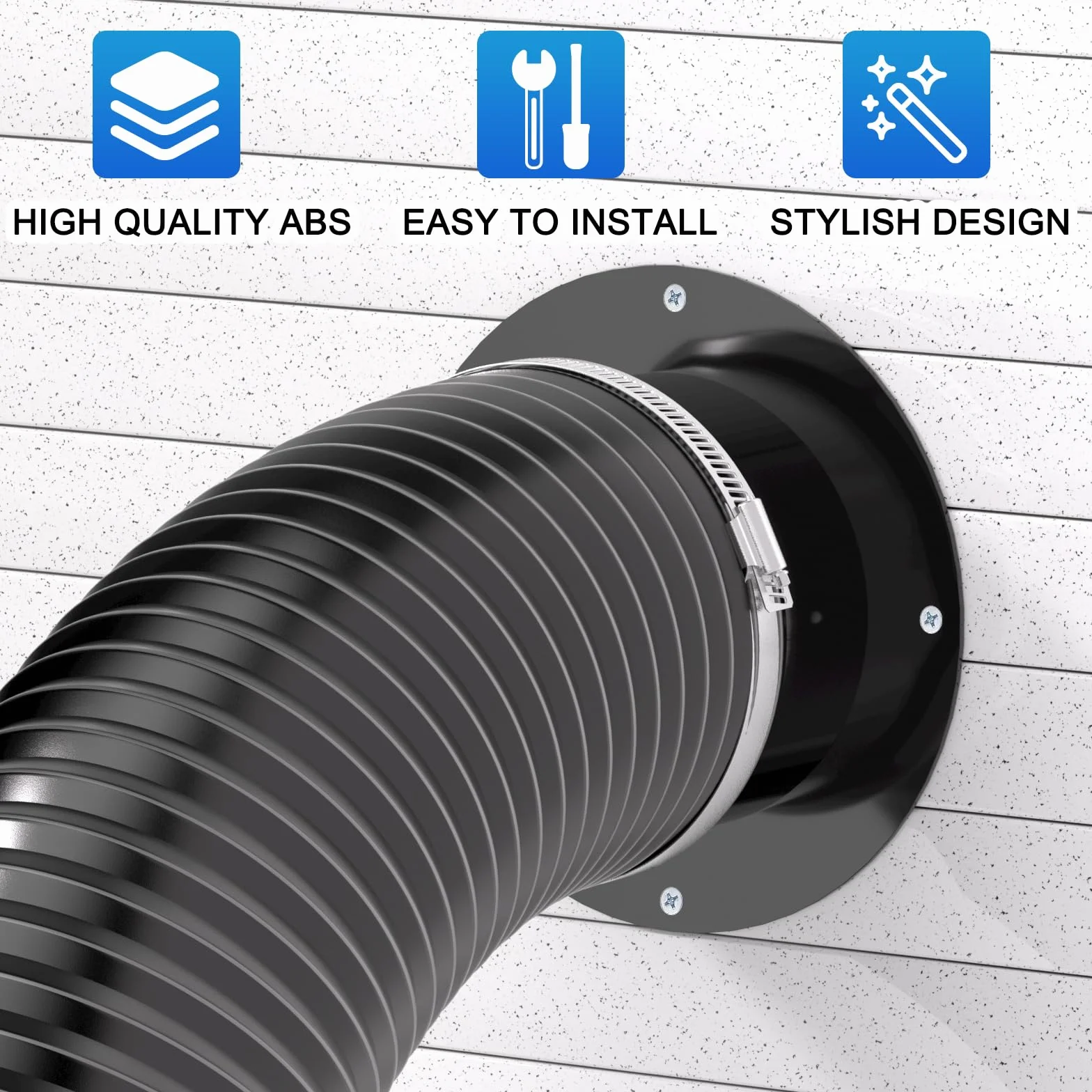Hon&Guan Brida de tubo recto de 150 mm de diámetro, brida para tubo de ventilación, color blanco, brida de soldadura, brida de tubería para sistemas de ventilación, brida de pared de ABS
