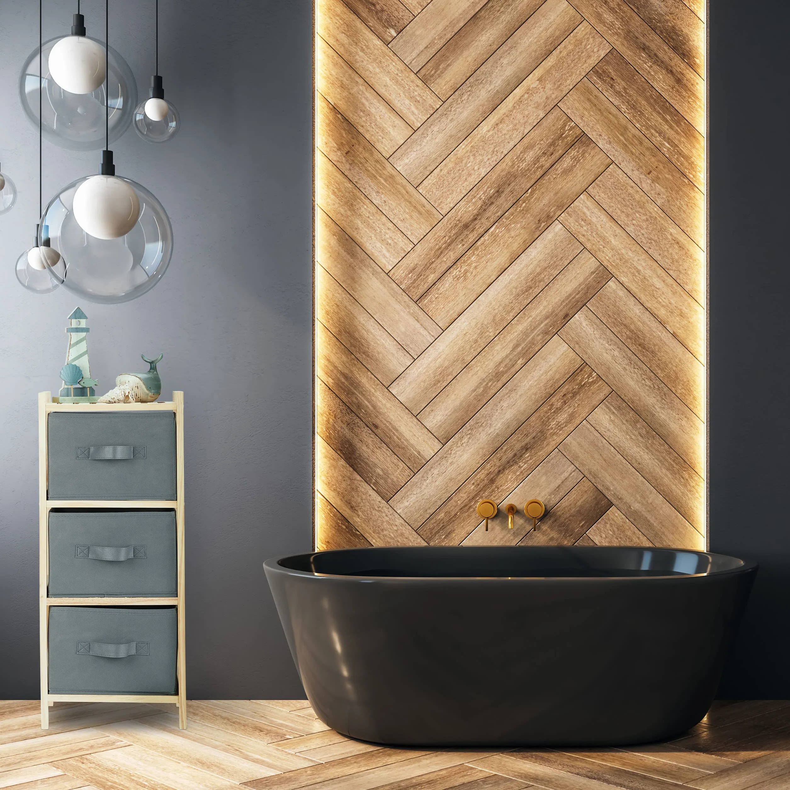 Relaxdays Estantería Baño 3 Cestas Plegables Almacenaje Repisa Pequeña 65x28x25,5 cm Gris