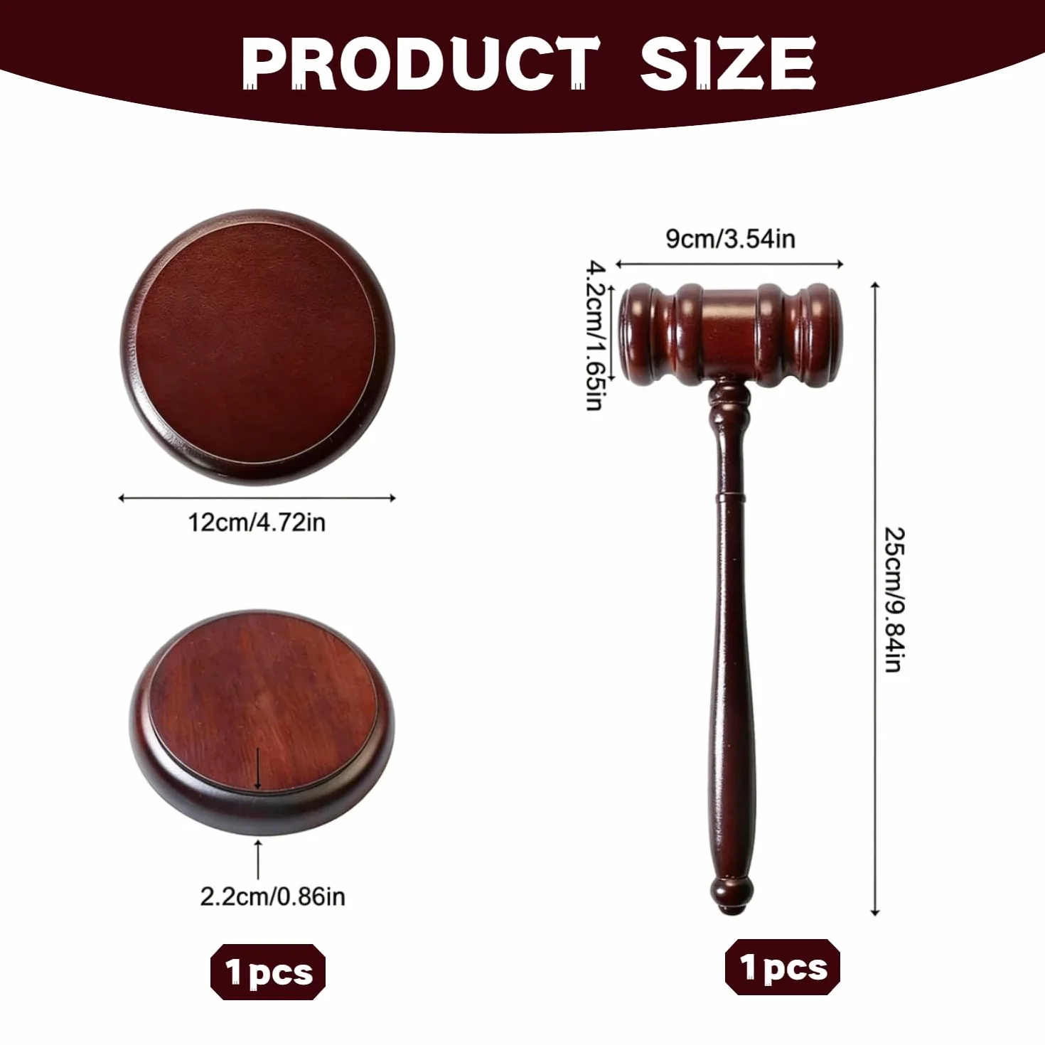 RichterHammer Martillo de Subastas de Madera Juego de Martillo de Subastas de Madera y Bloque de Resonancia Mazo de Madera y Bloque de Sonido para Subasta Venta Abogados Casa de Subastas