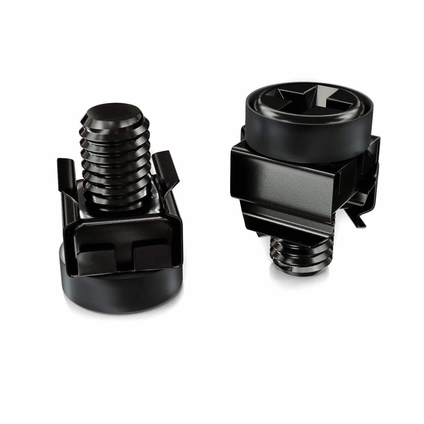 deleyCON 100x Juego de Tuercas Enjauladas M6 y Tornillos para Armario de Red Carcasa del Servidor 19 y 10 Pulgadas Montaje Juego - Negro