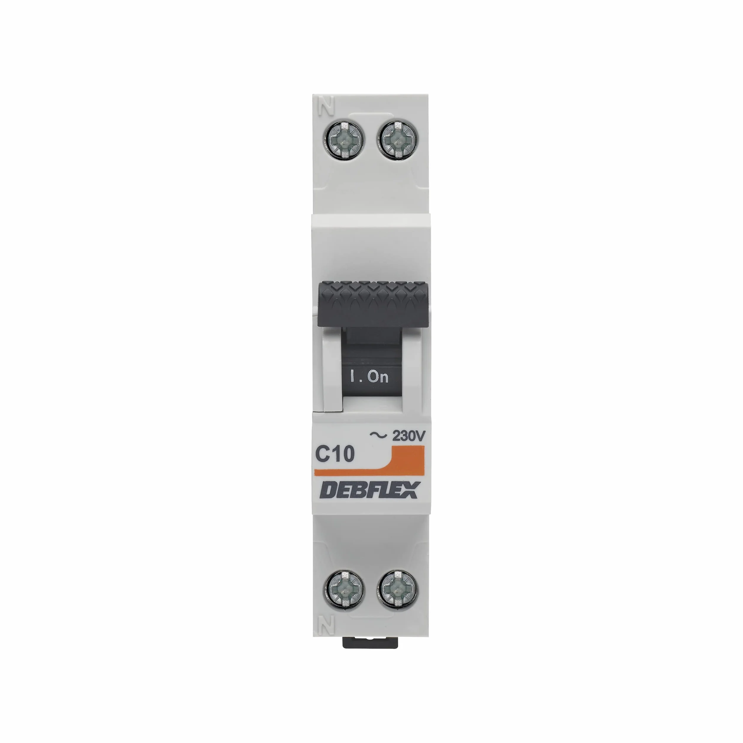 DEBFLEX Disyuntor 10A Fase + Neutro 3KA Módulo Cortocircuitos Certificado NF Gris