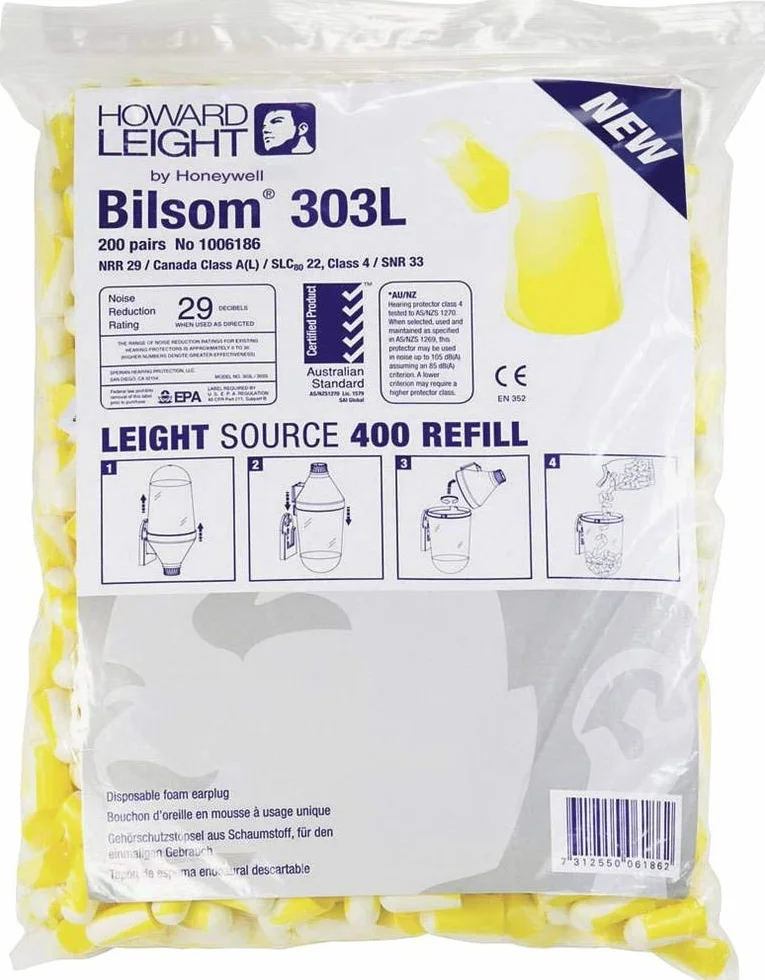 Pack de recambio de tapones doredillos 33 dB Bilsom 303L 200 pares