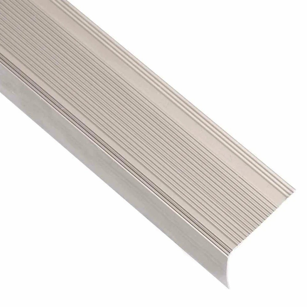 vidaXL Perfiles de peldaños Forma de L 5 uds Aluminio champán 100 cm, cantonera para peldaños, Perfil de Seguridad para Escalera, Laminado para peldaños