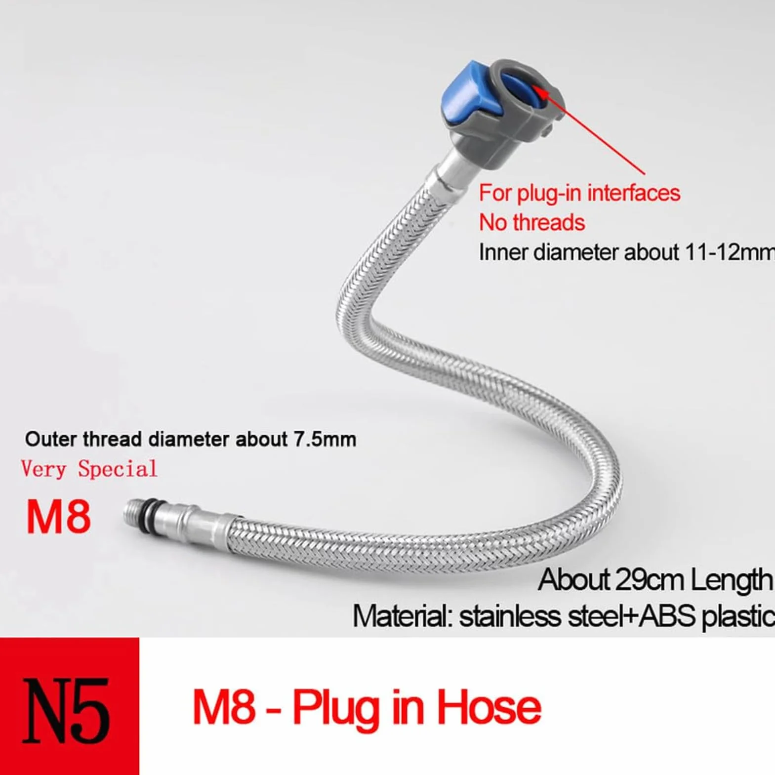 Manguera de conexión de entrada especial para grifo extraíble de cocina y baño, adaptador de extensión enchufable M8,manguera enchufable 29cm