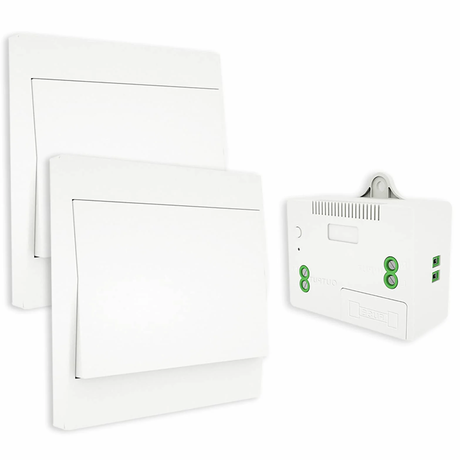 MOES Interruptor Inalámbrico Autoalimentado de Luz Conmutador RF433, Sin Cables Sin Bateria, Interruptor Pared con Receptor Lámpara Casa Iluminación (2 Interruptores 1 Receptor Kit)