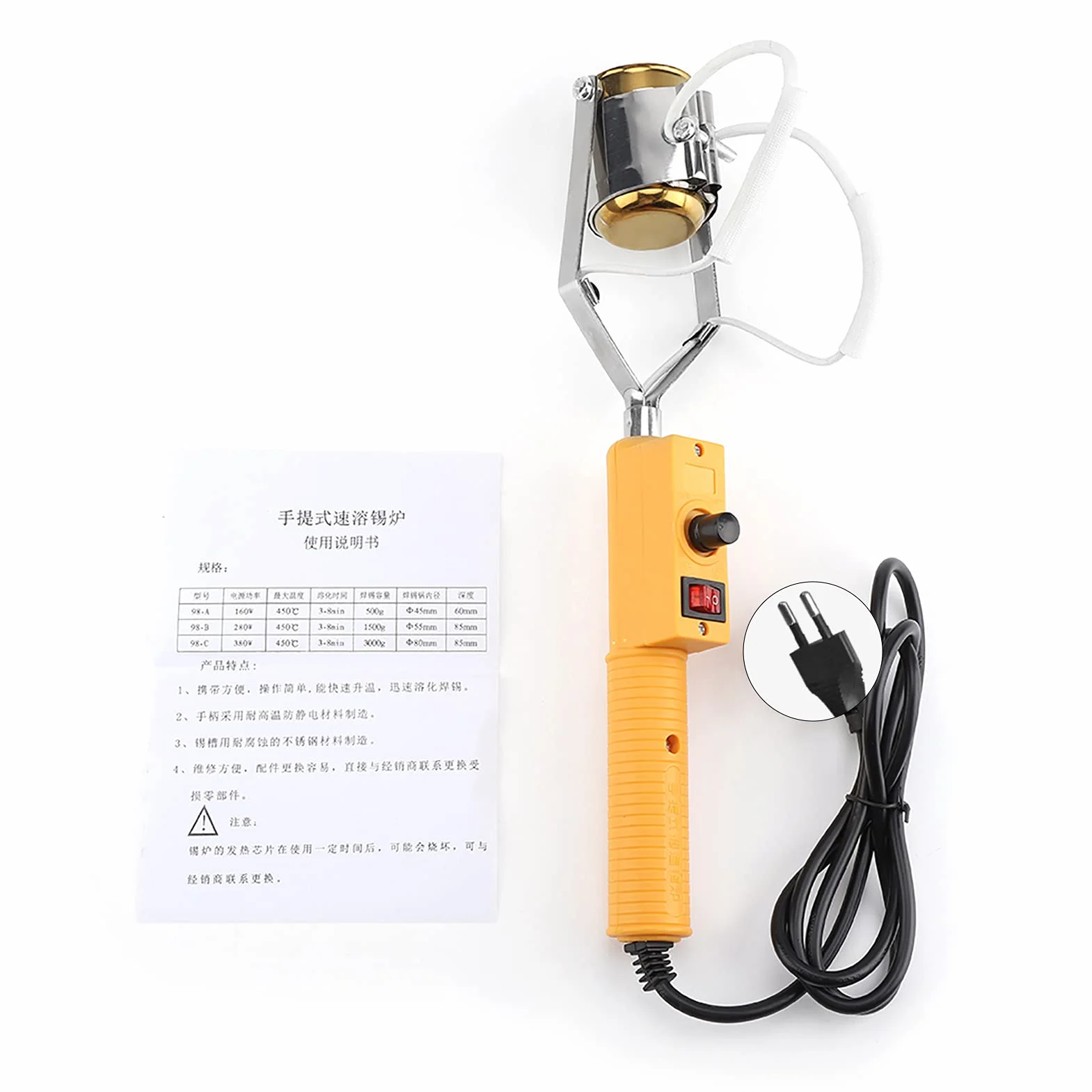Olla de soldadura portátil, olla de soldadura de estaño de diseño profesional resistente al desgaste ajustable para la fábrica(280W UE 220V)
