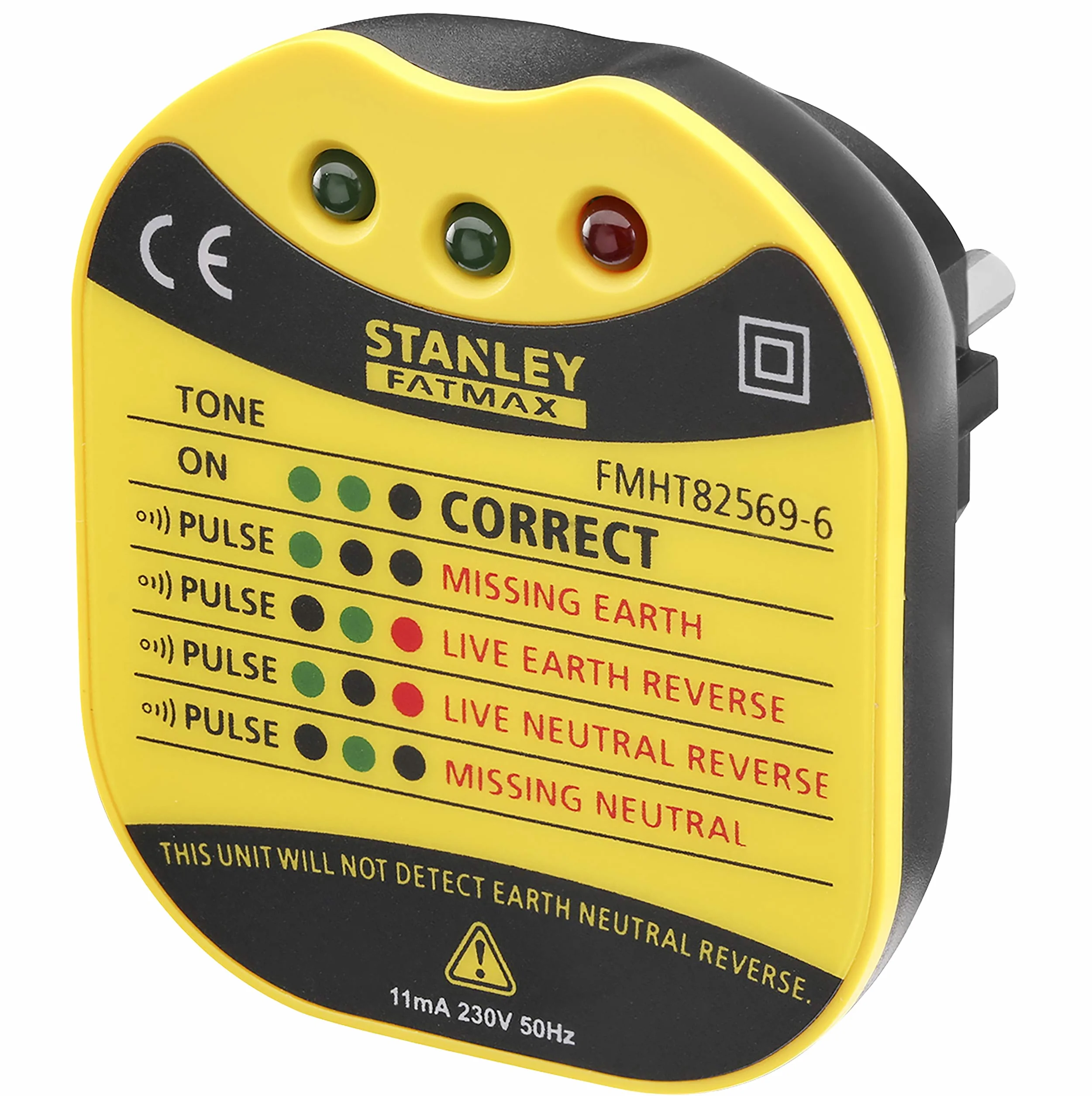STANLEY Probador de Toma de Pared FatMax 230V con LED Indicador de Fallos Eléctricos CAT II FMHT82569-6