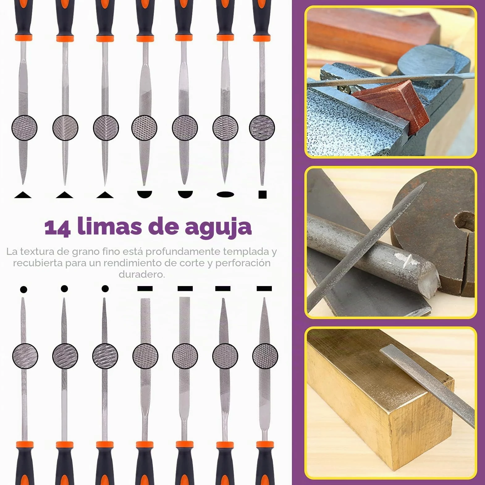 Swpeet Juego de 24 limas de metal con lima de madera 4 en 1 y kit de cepillo de alambre con funda de transporte, limas de aguja, limas planas, lima triangular redonda media redonda para dar forma a