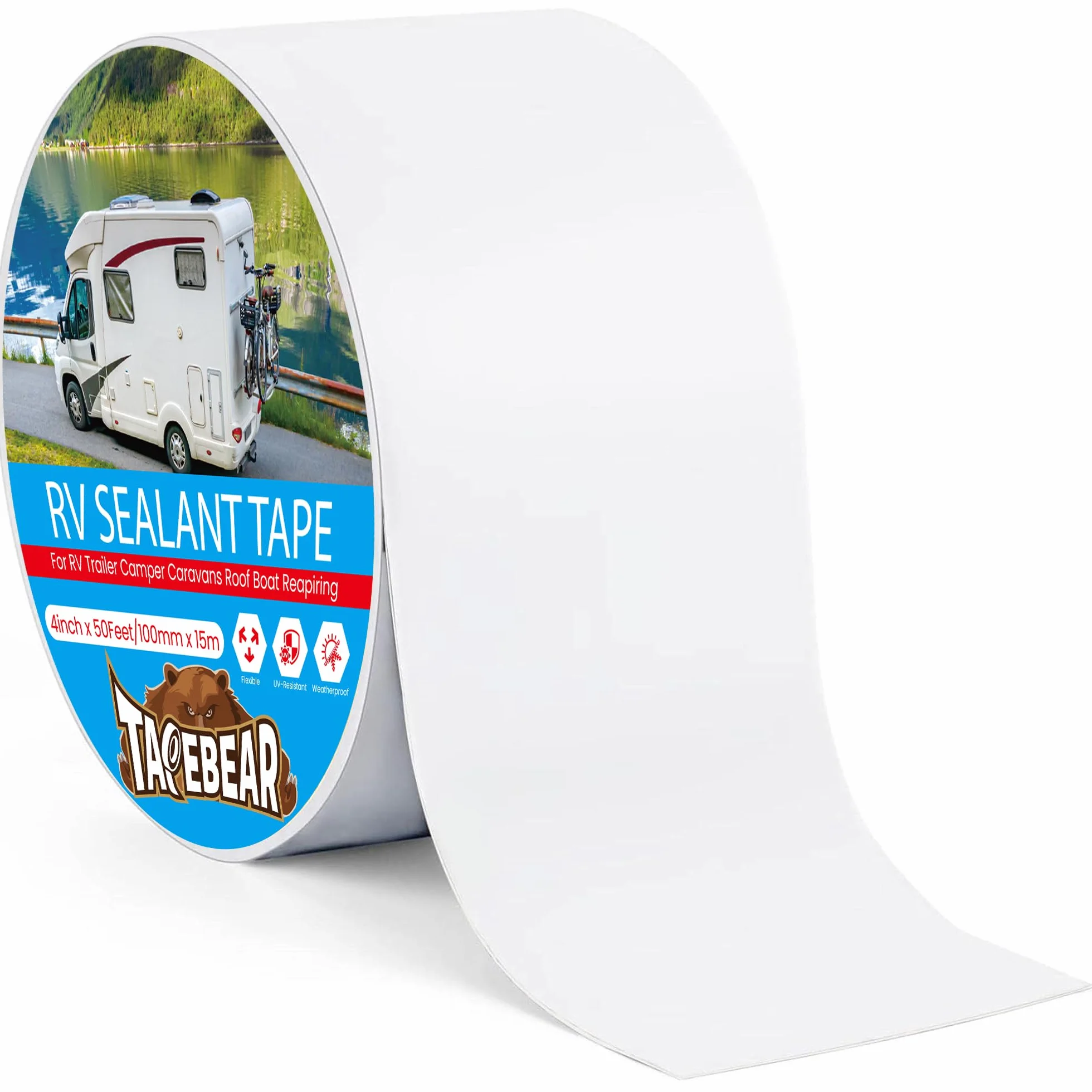 TAPEBEAR Cinta Selladora para Caravanas 10cm x 15m, Cinta Impermeable para Techo, Resistente a UV y Clima, Reparación para Fugas en Caravanas y Barcos