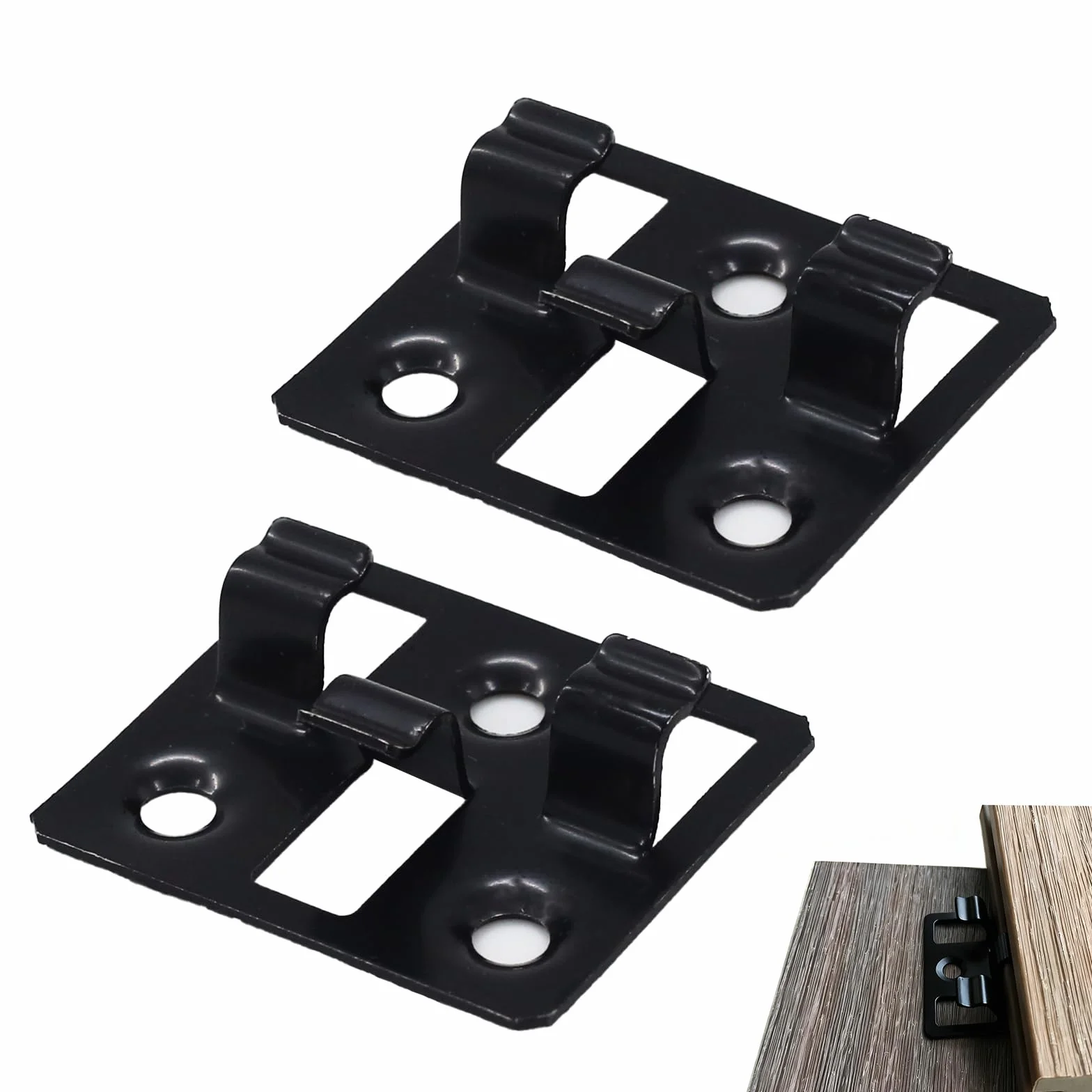 Clips de suelo WPC, fijaciones ocultas de acero inoxidable, adecuados para baldosas de suelo WPC y BPC, fijaciones de suelo de fácil montaje (100 clips, 100 tornillos, negro) (ranura de 5 mm de ancho