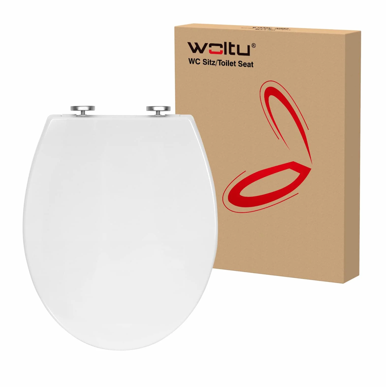 WOLTU Tapa de WC Tapa de Inodoro Asiento de Inodoro Bisagra de Cierre Suave Instalar Rápida