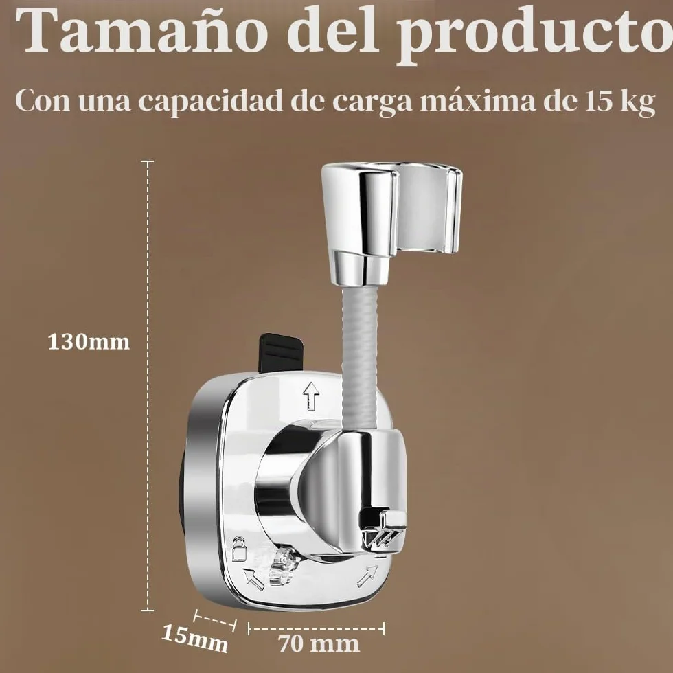 Soporte para Alcachofa de Ducha Sin Taladro Giratorio 360° con Ventosa hasta 15 kg