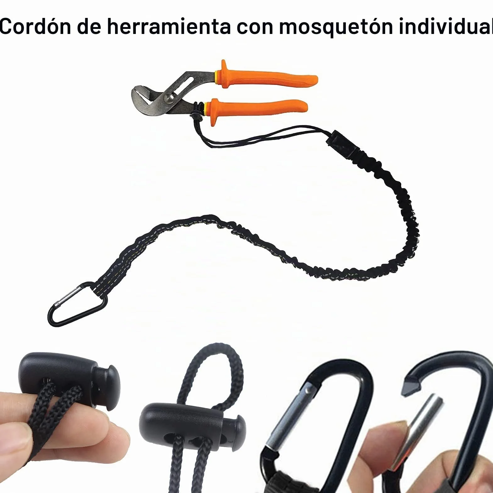 Cordon de Seguridad de Trabajo en Altura, Retractil Correa Herramientas con Mosqueton, Limite de Peso Maximo de 6,8kg Cordones Seguridad para Herramientas(6piezas)