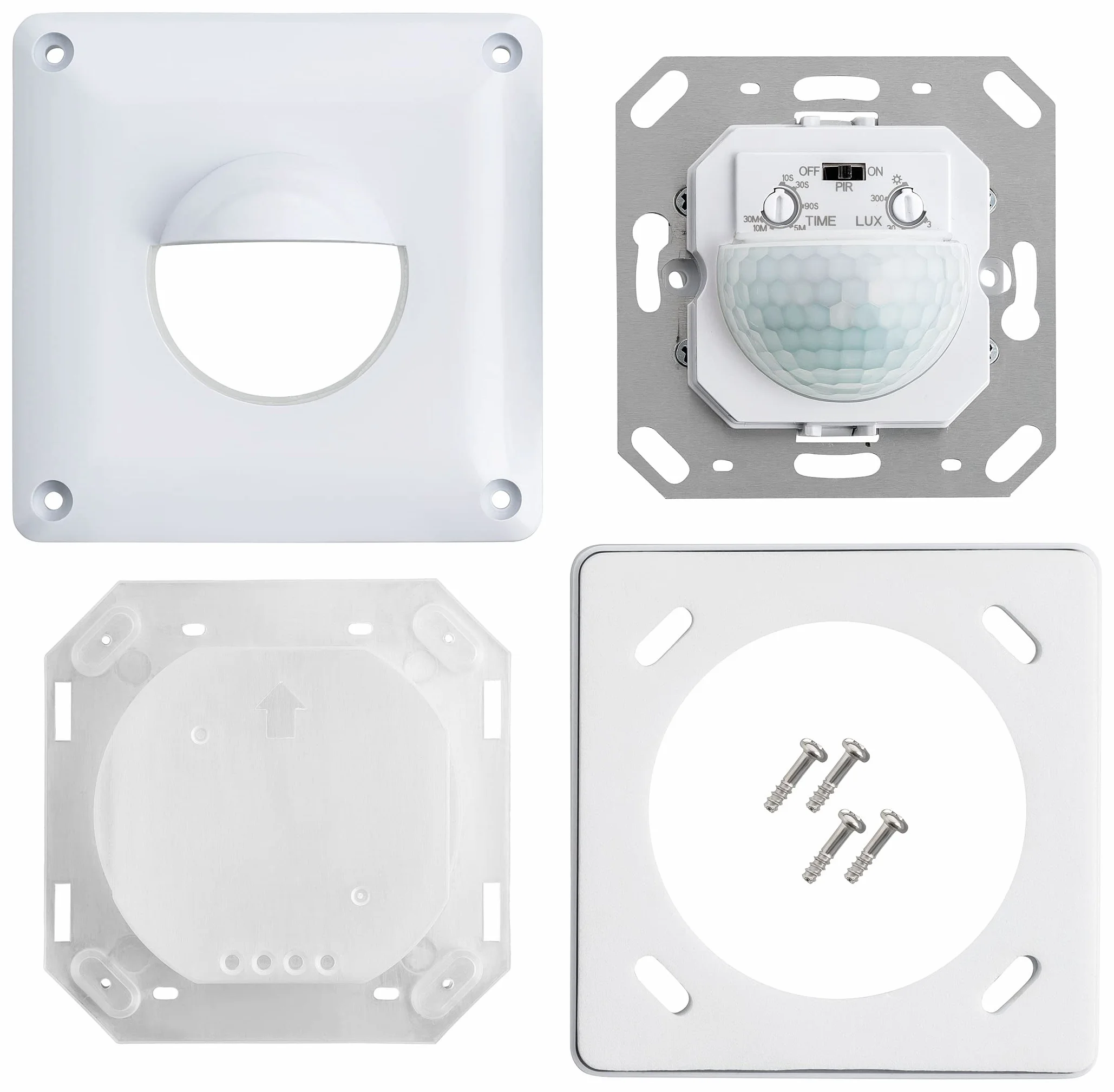 SEBSON Detector de Movimiento Exterior IP65, Sensor Infrarrojos, Alcance 10m 190°, Montaje Empotrado 53x53x23mm