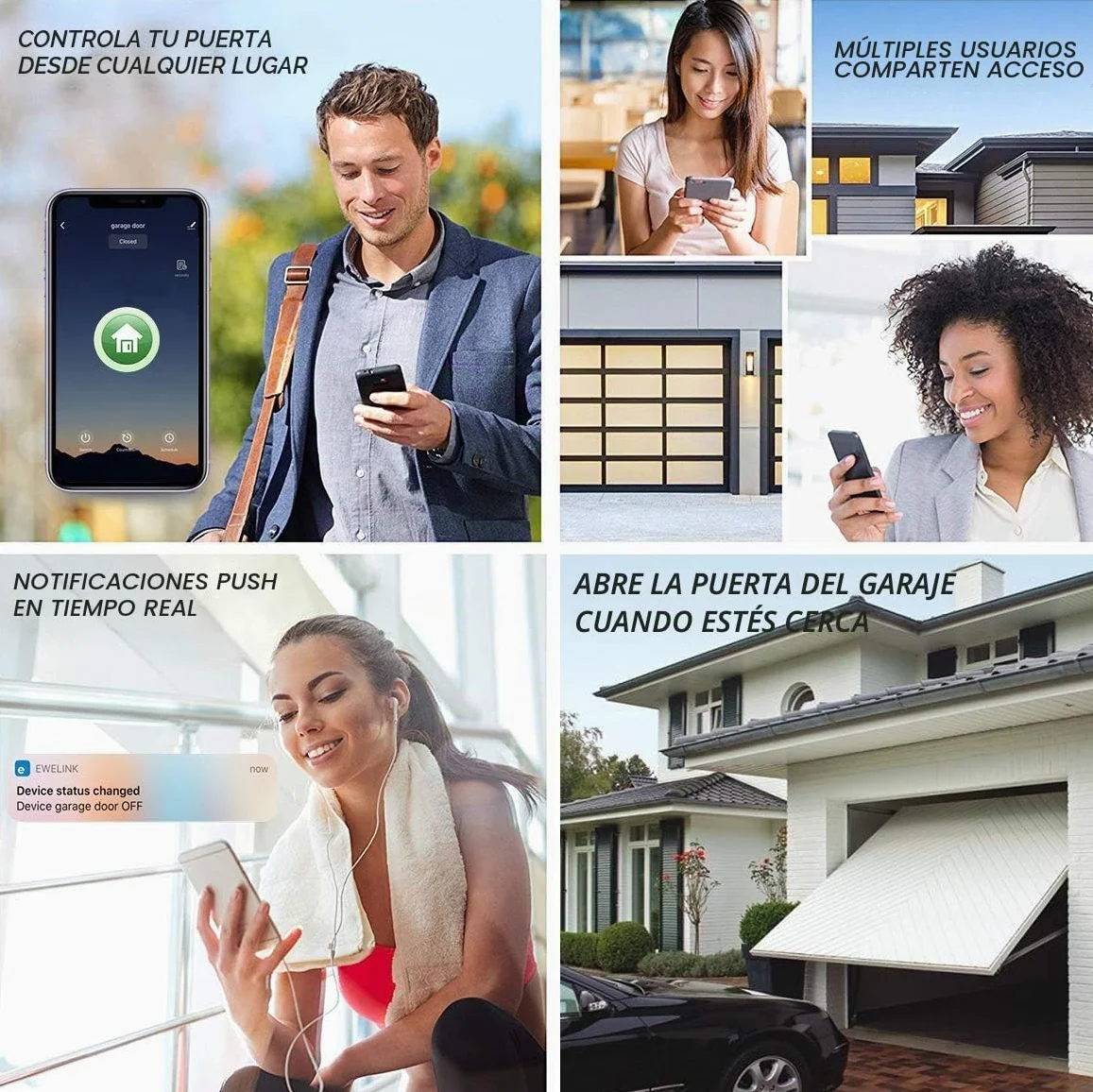 Controlador Remoto de Apertura de Puerta de Garaje WiFi Inteligente Newgoal. Control de la aplicación Tuya Smart Life. Compatible con Alexa, Google Assistant e IFTTT. No se Requiere concentrador