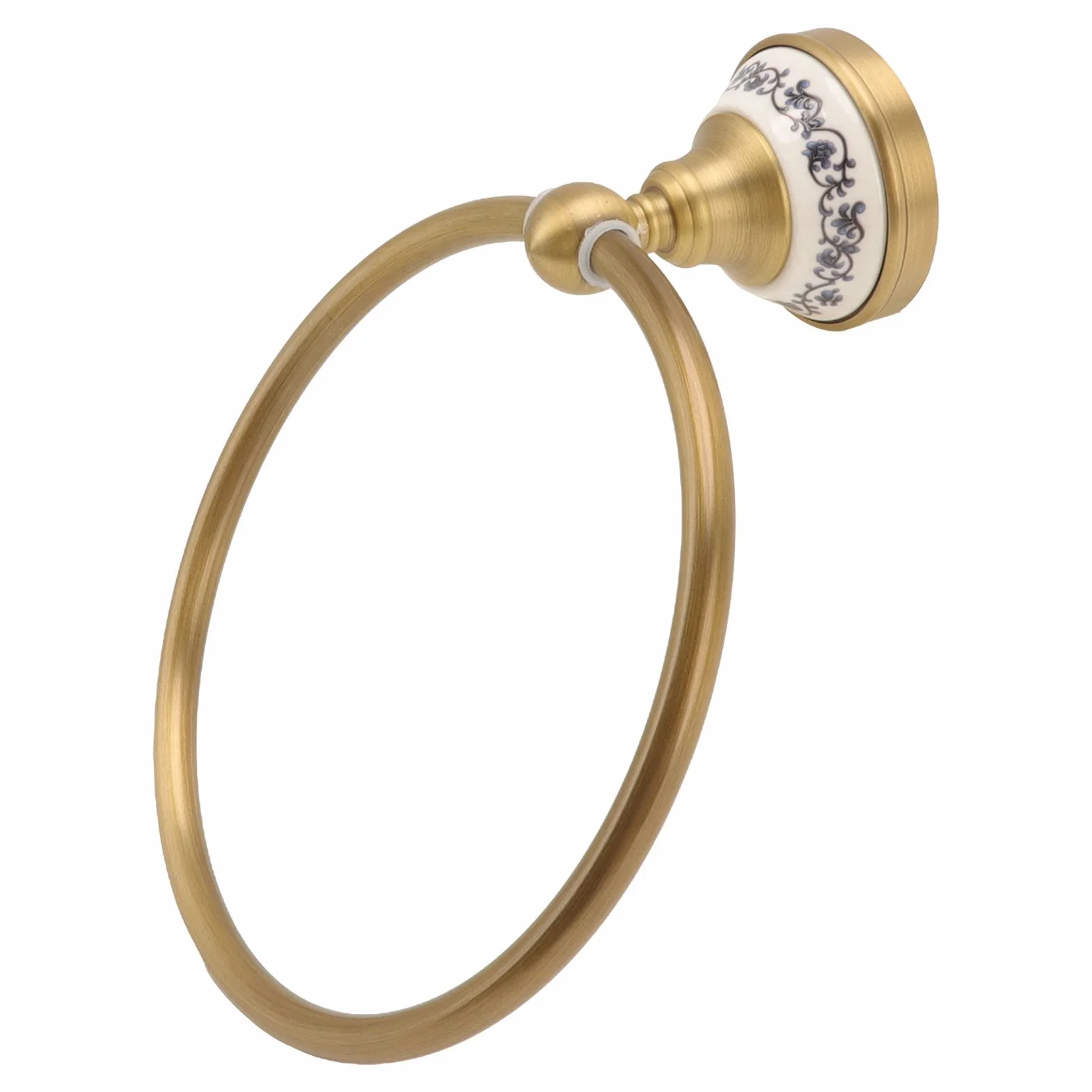 Anillo de Baño Estilo Vintage, Colgador de Toallas de Acero Inoxidable, Toallero de Latón Antiguo para Cocina y Baño (Oro)