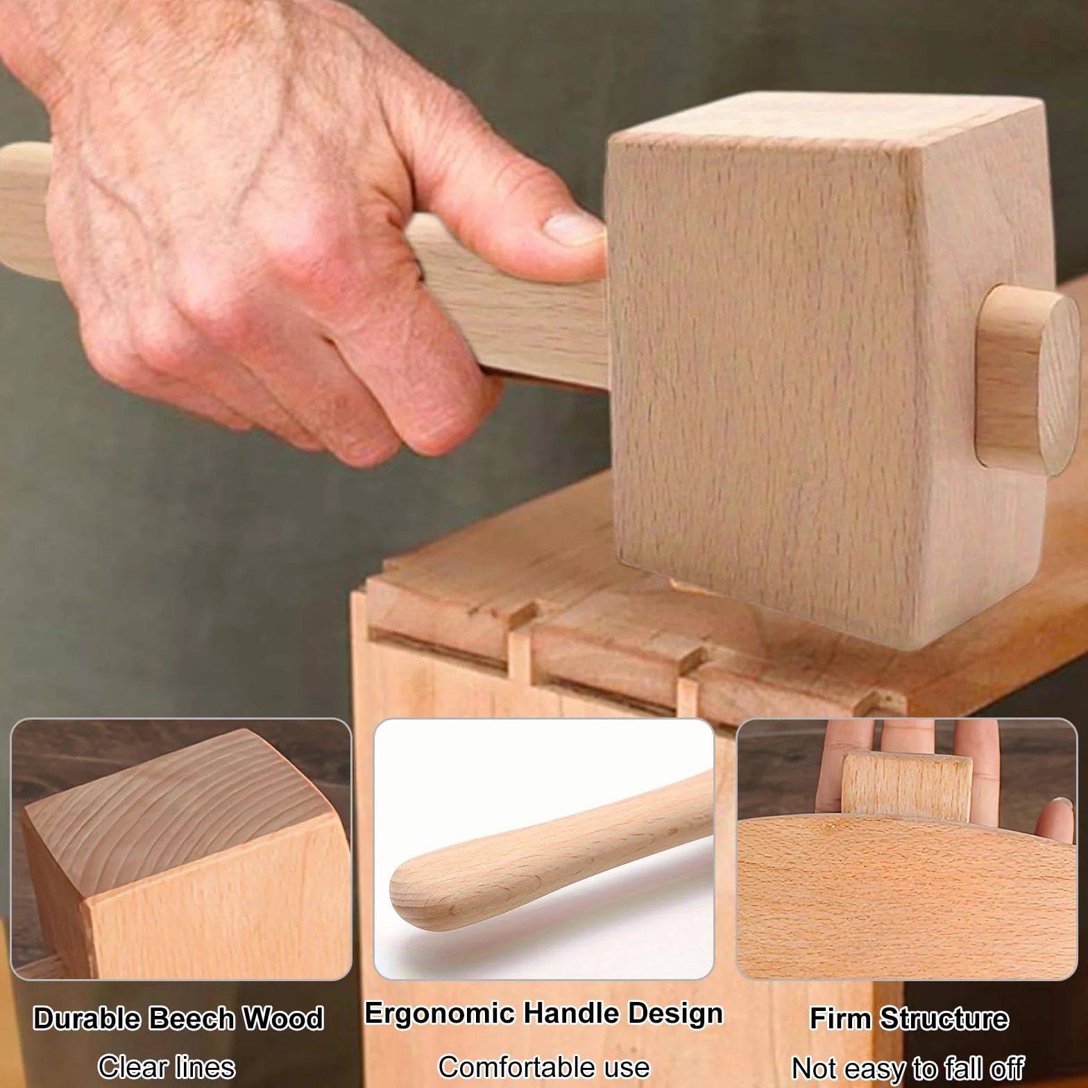 Martillo de Madera, Mazo de Madera, Herramienta de Carpintería, Martillo de Carpintería, Martillo de Mazo, para Carpintería, Aficionados Al Bricolaje, para Colocar y Ensamblar Muebles de Madera