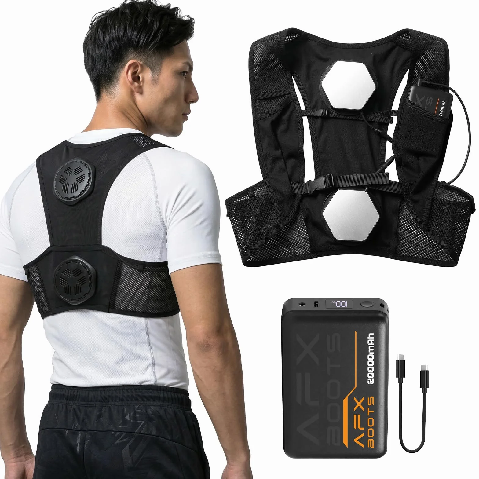 LABEWVI Peltier Chaleco refrigerante para hombre y mujer con batería externa de 20000 mAh, chaleco de verano con placa Peltier de 2 80 mm, batería, regulación de 3 niveles, larga duración, chaleco de