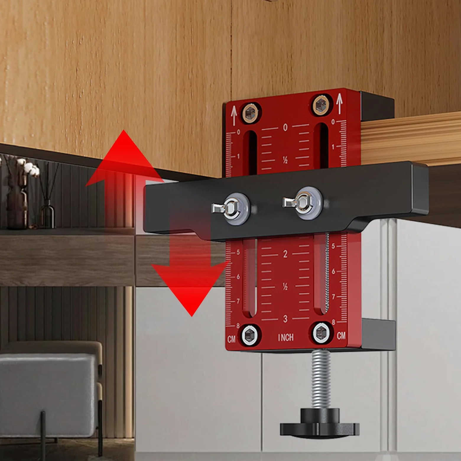 Posicionador de instalación de puerta de armario ajustable | Localizador de montaje de puerta de armario con longitud ajustable, posicionador de instalación de puerta de armario