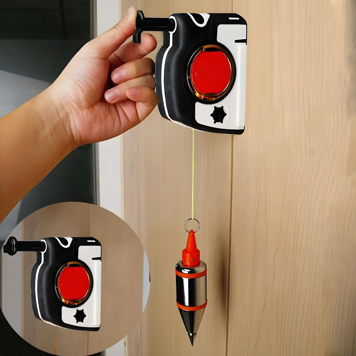 Plomada Magnética, 11 Oz (310 G) Plomada Magnética Con Cuerda de 4,5 M / 14,7 Pies Cuerda de Rebobinado Automático, para Trabajos de Construcción, Carpintería, Construcción de Paredes