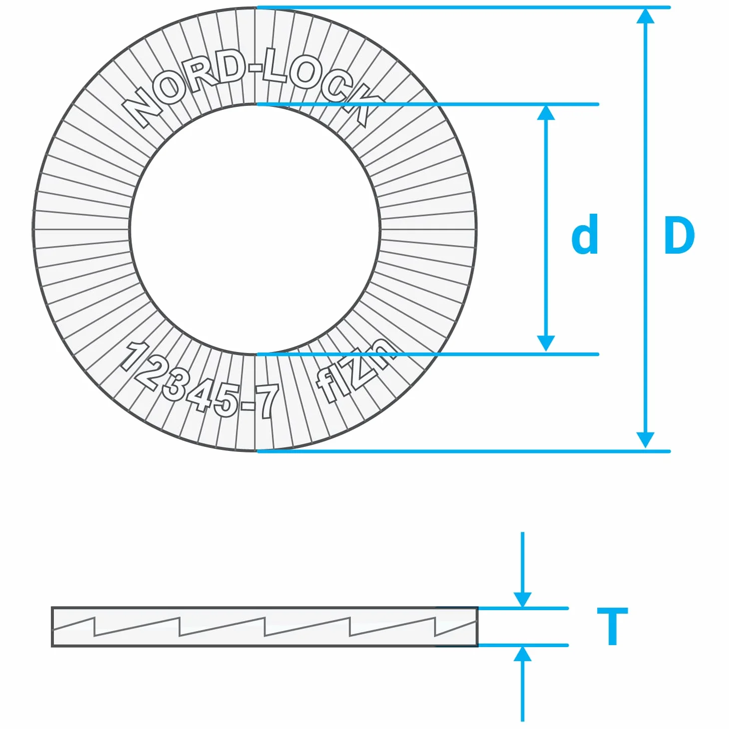 Arandela de seguridad | Arandelas Nord-Lock con ala ancha (mayor diámetro externo), NL14sp | Pares por paquete: 4 | 15,2 mm x 30, 7 mm x 3,4 mm