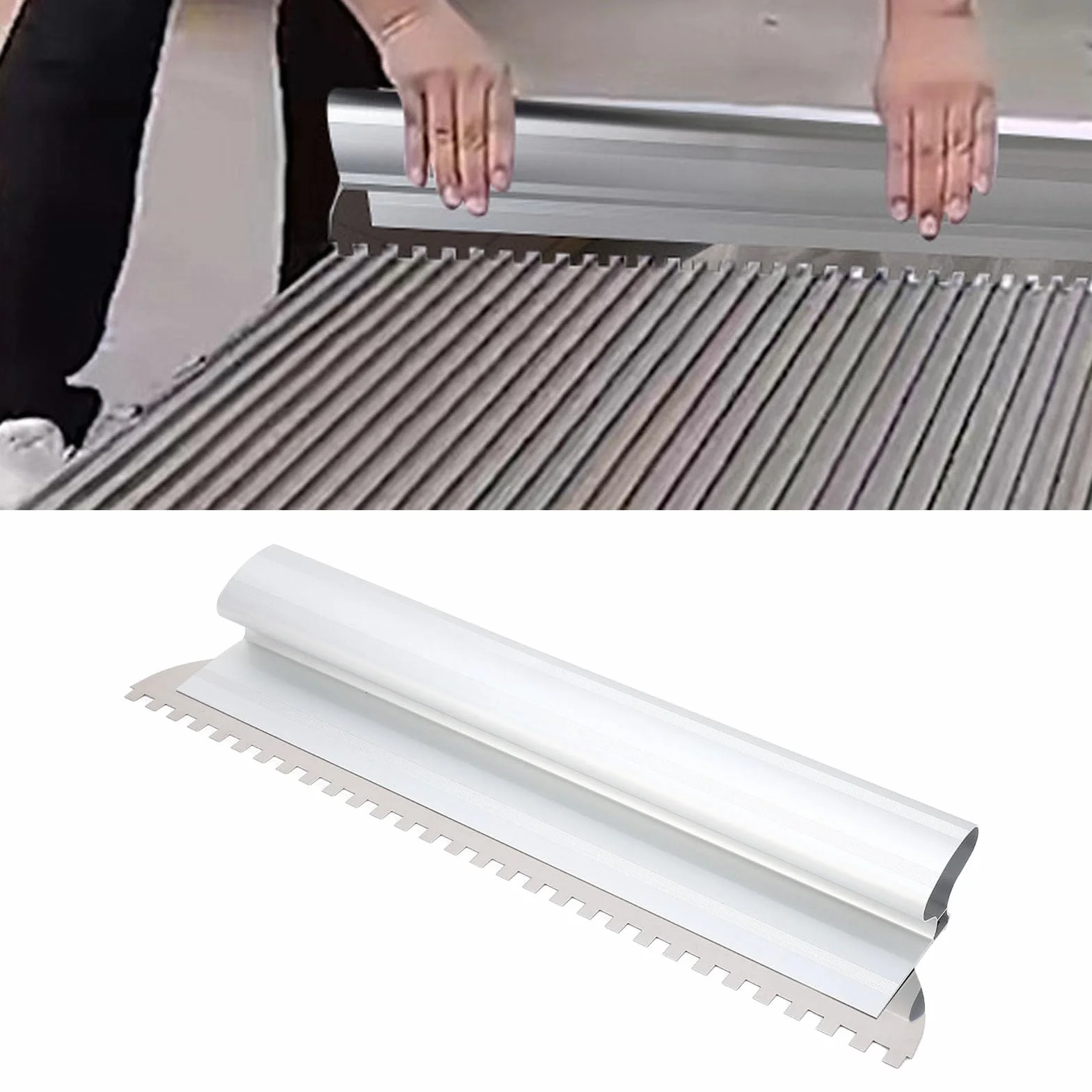 TOPINCN Paleta de Muesca Cuadrada de Alta Resistencia Esparcidor Eficiente de Adhesivo para Azulejos para Remodeladores y Artesanos Acero Inoxidable y Aluminio 2/5 X 2/5 Pulgadas (24 pulgadas)