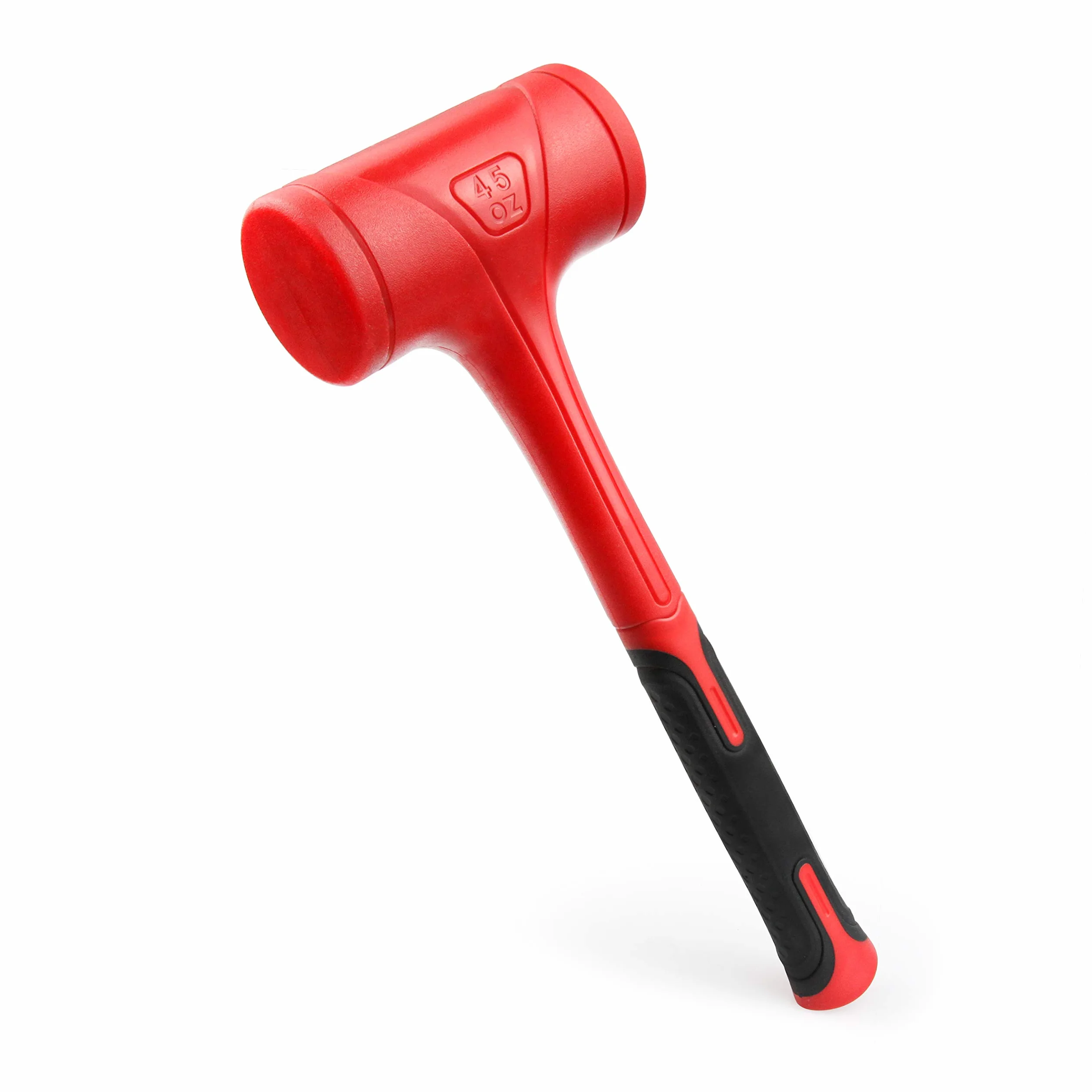 YIYITOOLS Martillo de soplado muerto, 45 onzas, rojo y negro, diseño a prueba de golpes, sin reboundMallet, herramientas maquinistas, agarre moldeado a cuadros unibody resistente a chispas y rebote