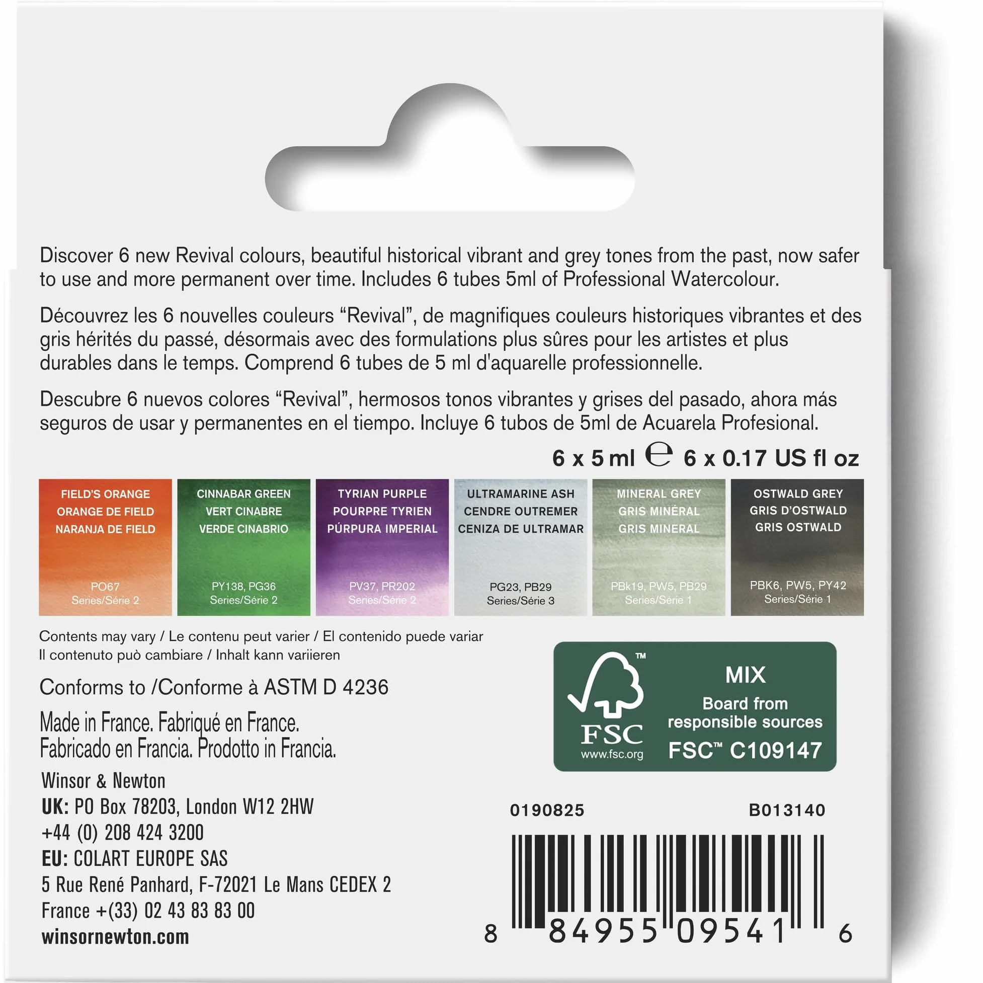 Winsor & Newton 0190825 Acuarela Profesional, Colección Revival - Set de 6x5ml