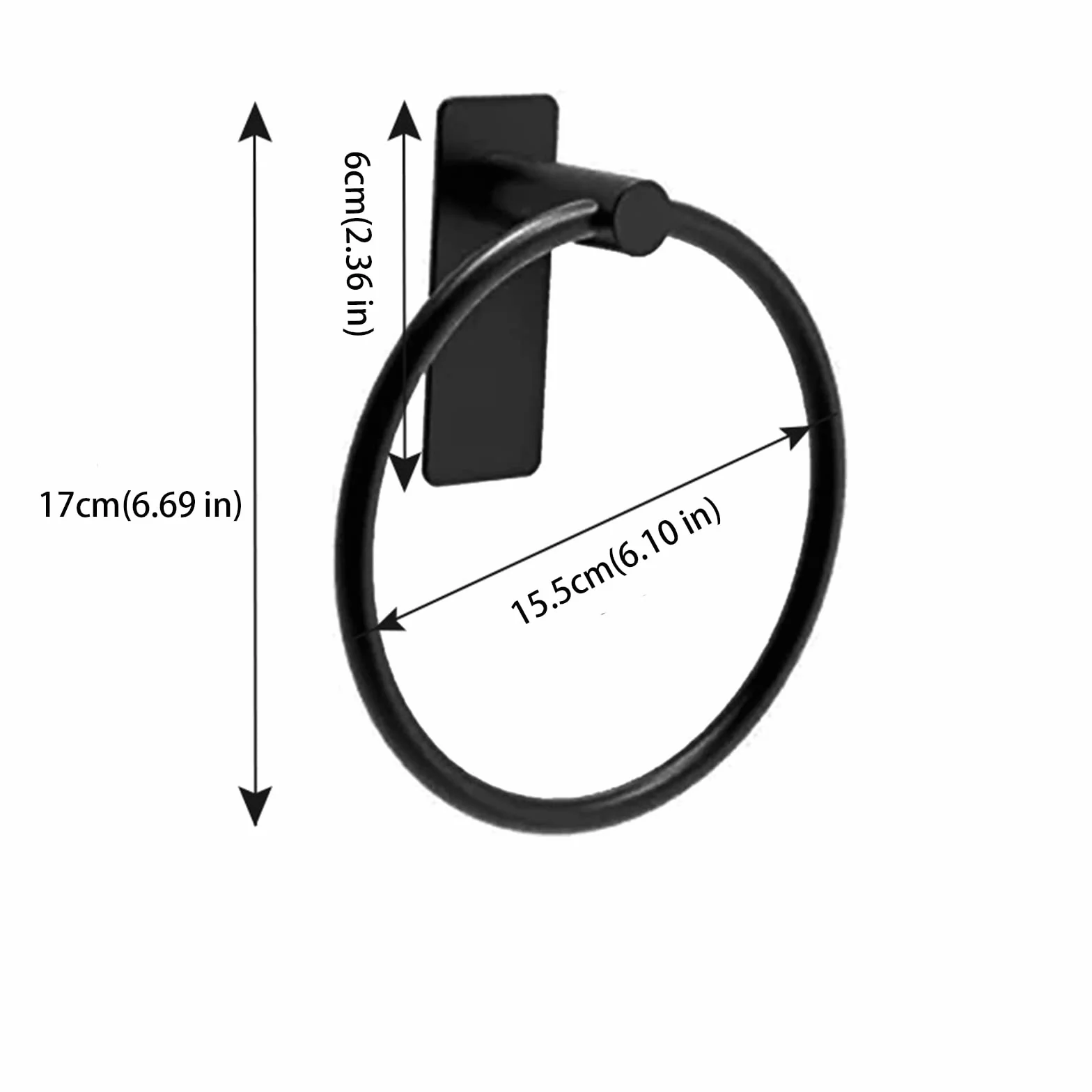 Toallero de Anilla Negro Acero Inoxidable Montaje en Pared para Baño Cocina