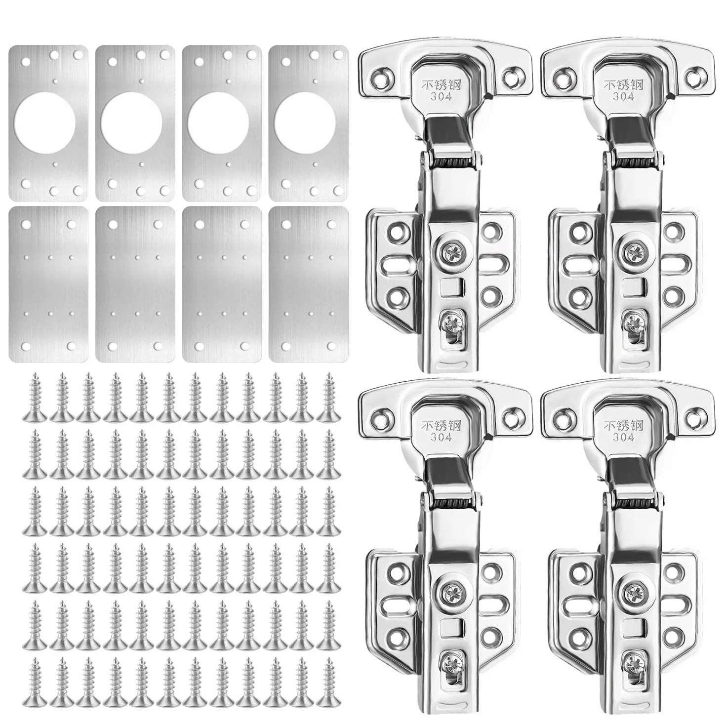 12 Bisagras de Reparación que Incluyen 4 Bisagra y 8 Placa Reparación Bisagra son Adecuadas para Reparar Bisagras Puertas Cocina Bisagras Armario y Otras Cosas