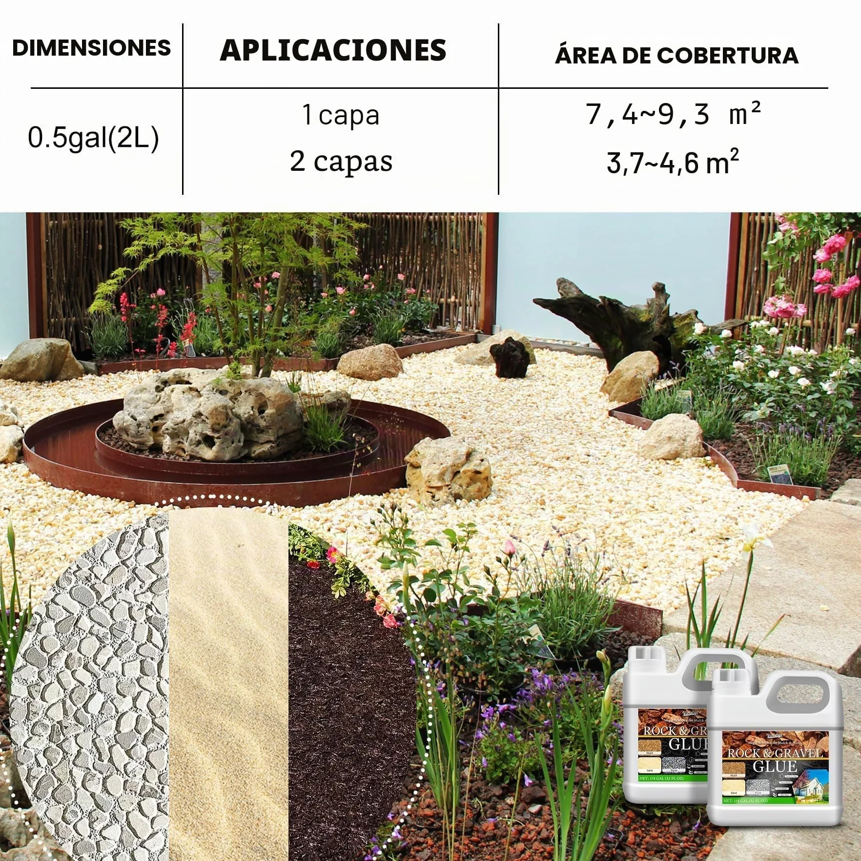 Aglutinante de Grava 2L Estabilizador para Paisajismo, Jardinería y Senderos - Adhesivo Duradero No Tóxico