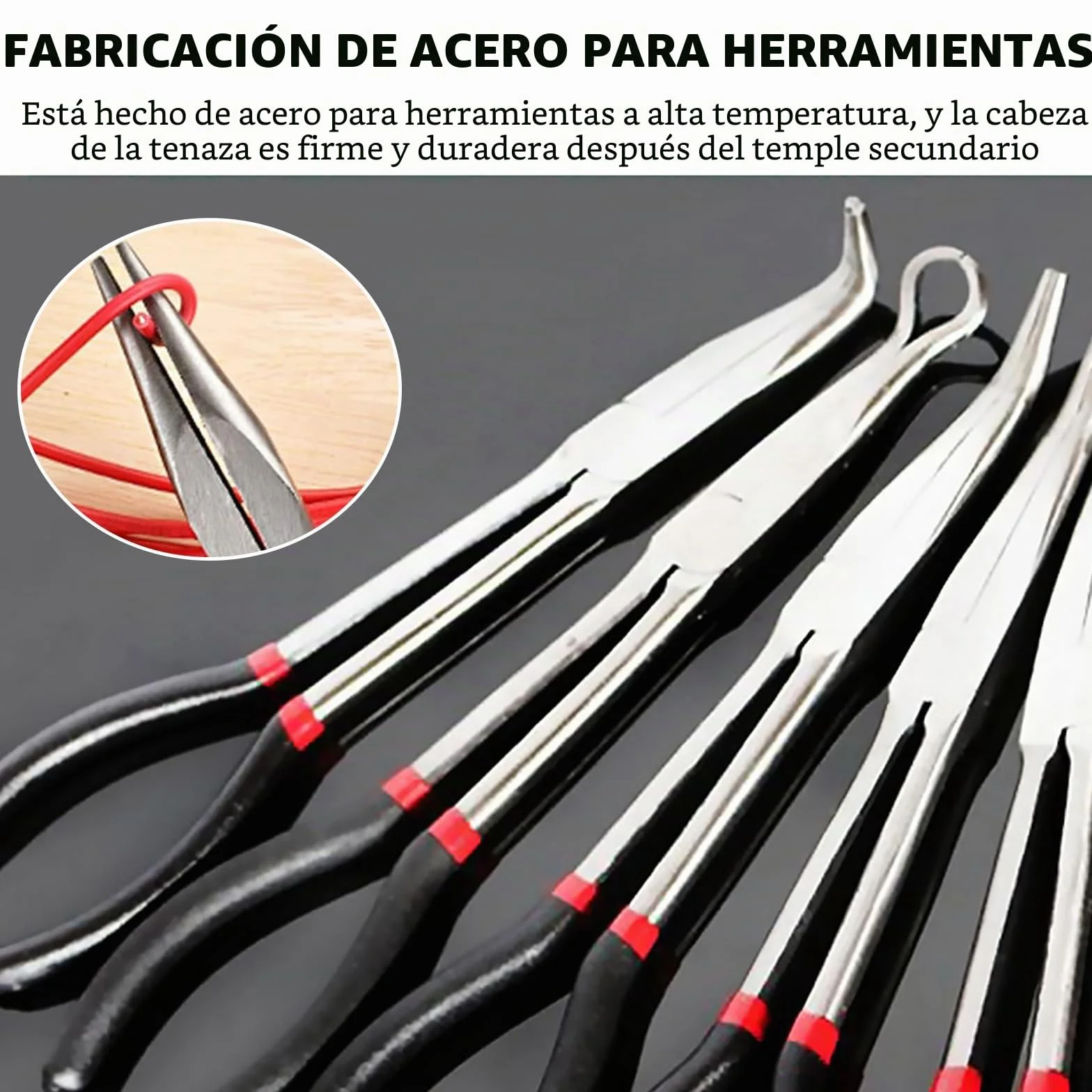 Juego de 5 Alicates de Punta Recta de Aguja de Precisión de 11 Pulgadas Alicates de Largo Alcance Circulares de Largo Alcance, para Carrocería de Automóvil