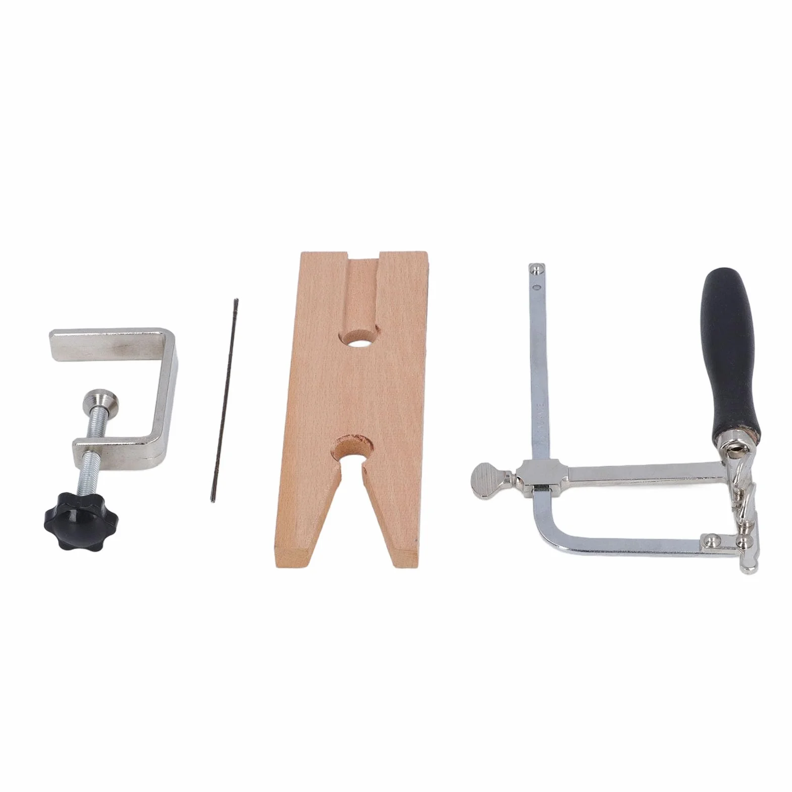 Kit de Corte de Joyería 3 en 1, Marco de Sierra Ajustable con Abrazadera de Ranura en V, Juego de 12 Cuchillas para Hacer Joyas con Abrazadera de Pasador de Madera, Herramientas