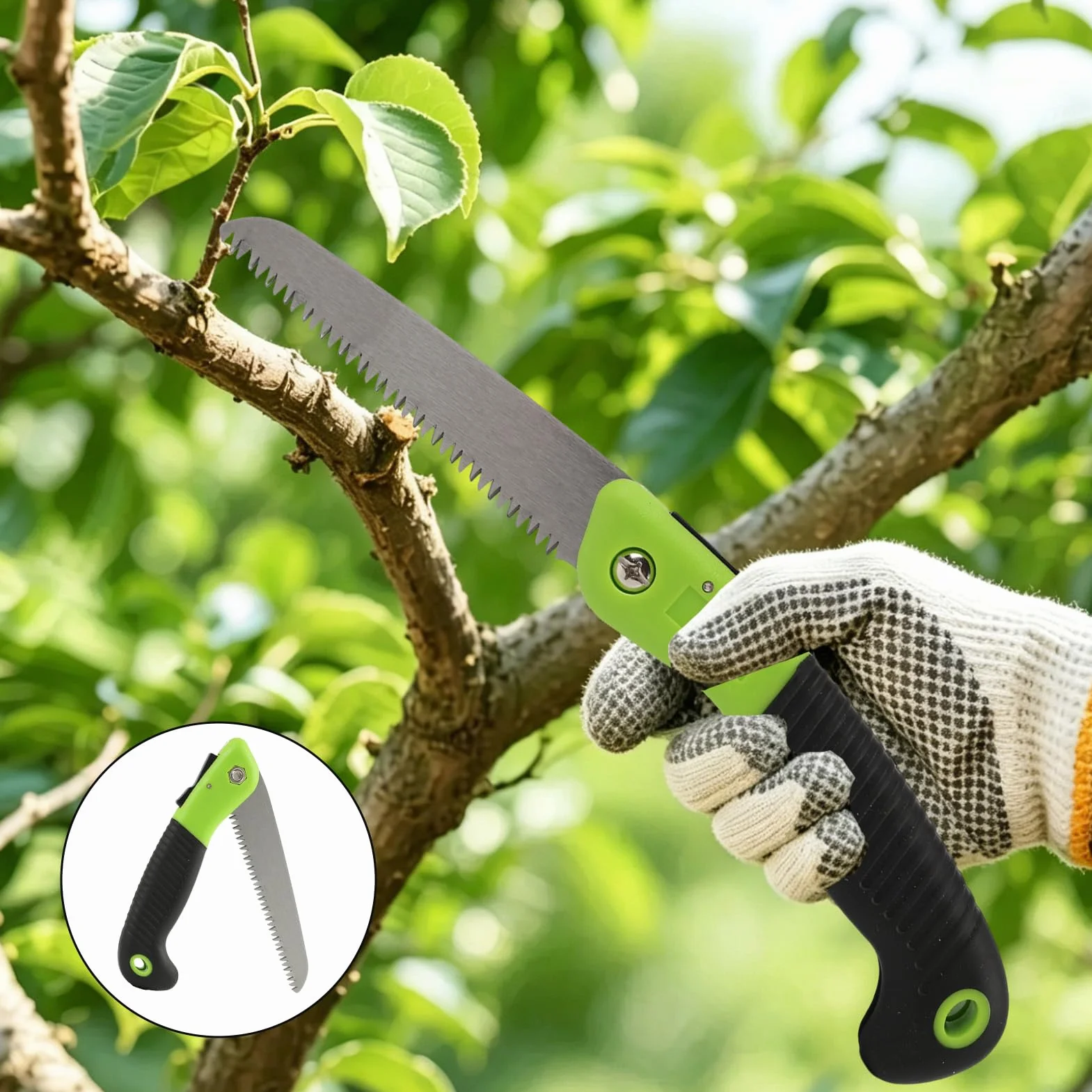 Sierra de Mano Plegable Poda Serrucho Curvo Mango Ergonómico Antideslizante 2PCS
