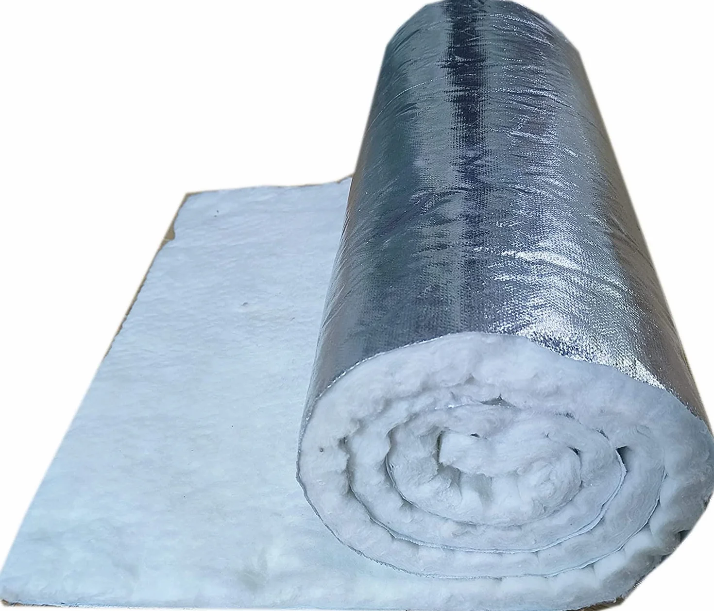 Manta de fibra de cerámica, tapete aislante en un lado con hoja de aluminio hacia abajo, 10 mm de espesor, para chimenea, barbacoa, parrilla, horno, estufa, 1 x 0,61 m