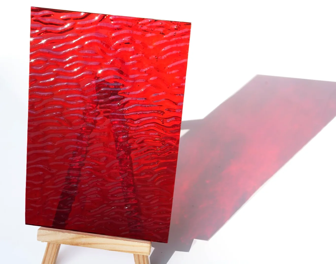 4 hojas de vitrales vibrantes para manualidades, 10 x 15 cm, vidrio de catedral texturizado de colores para mosaico de azulejos, manualidades, color rojo