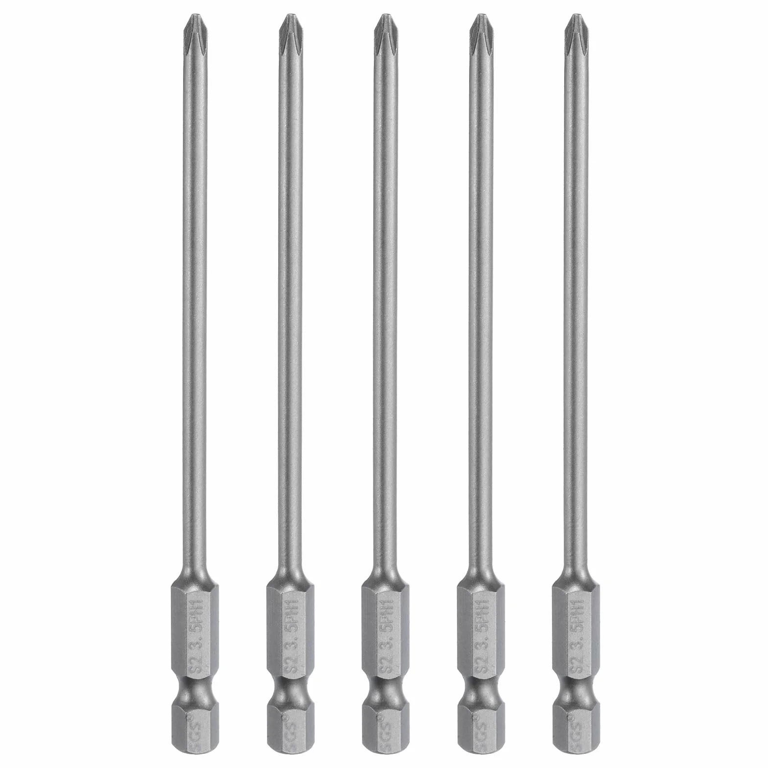 QUARKZMAN 5pcs #1 Phillips Punta de Destornillador, PH1 Puntas Atornillador Imantada Cruzada Magnética S2 Acero 1/4" Vástago Hexagonal Brocas de Taladro Industrial, 110mm x 3.5mm (L*D）
