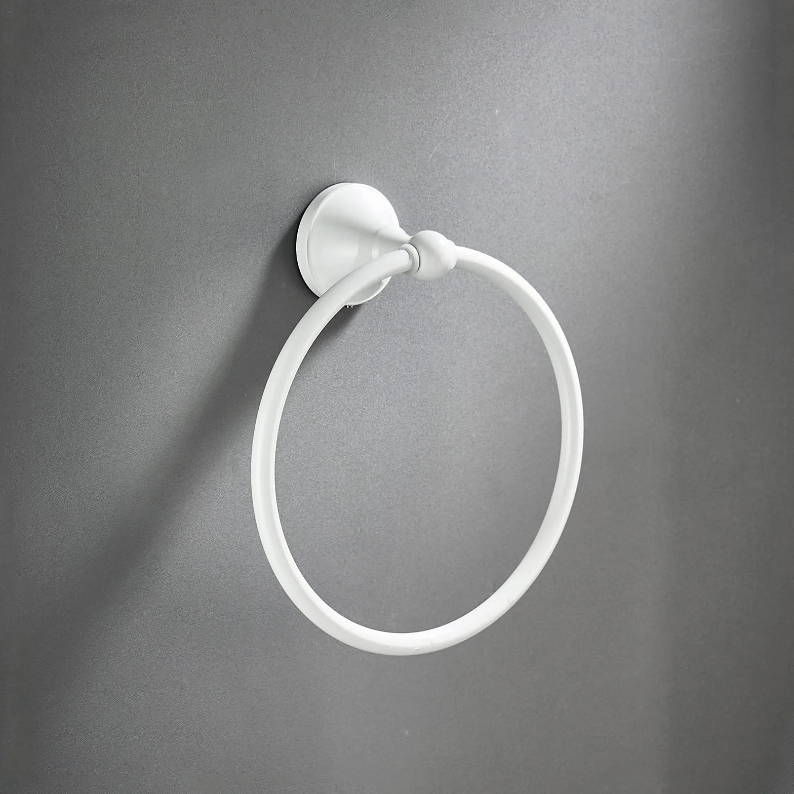 Soporte de Toalla Redondo Blanco, Toallero de Latón Montado en la Pared para Baño Cocina Ducha