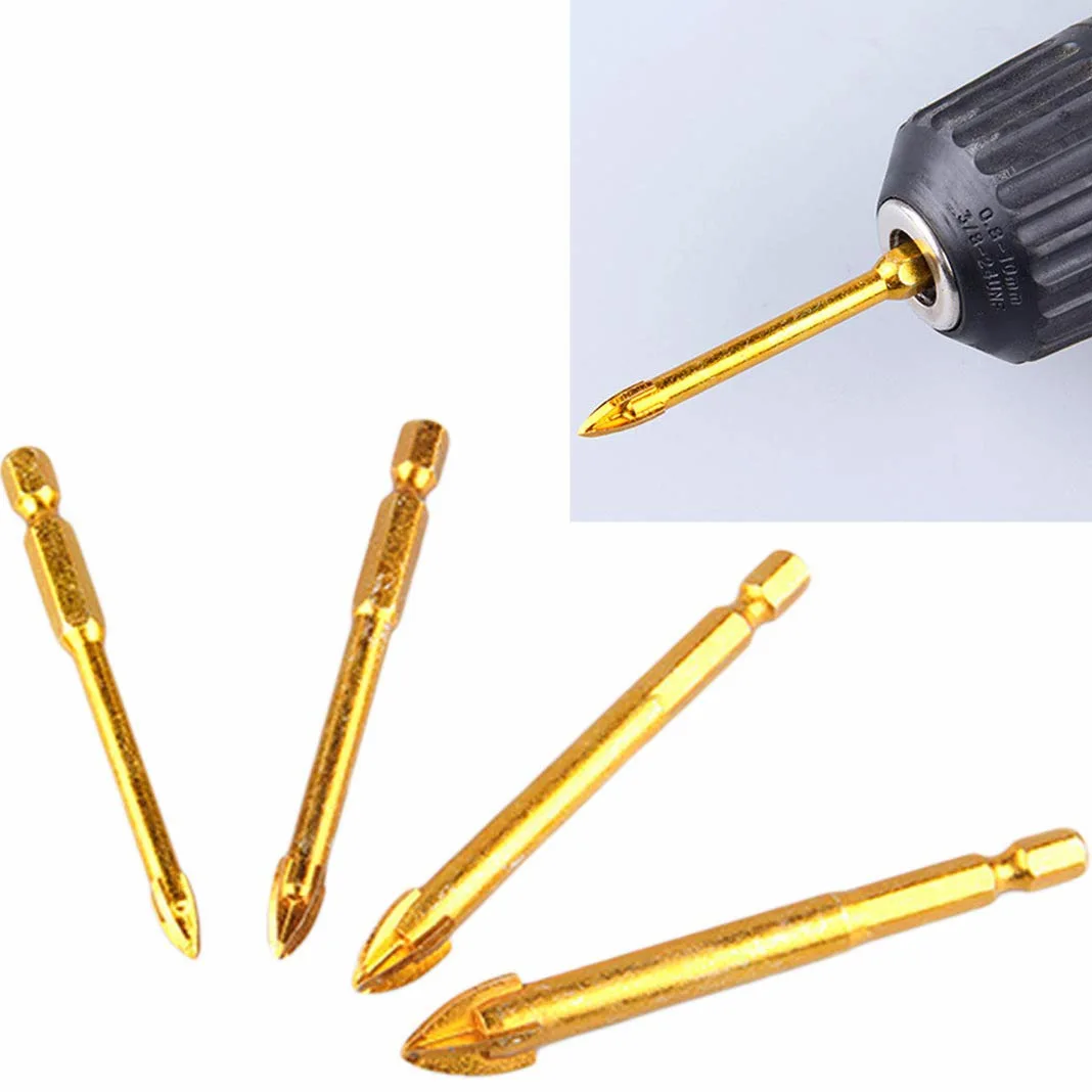 10 piezas 8mm carburo de tungsteno broca cabeza lanza con vástago hexagonal vidrio cerámica cabeza plana lanza para espejo porcelana mármol
