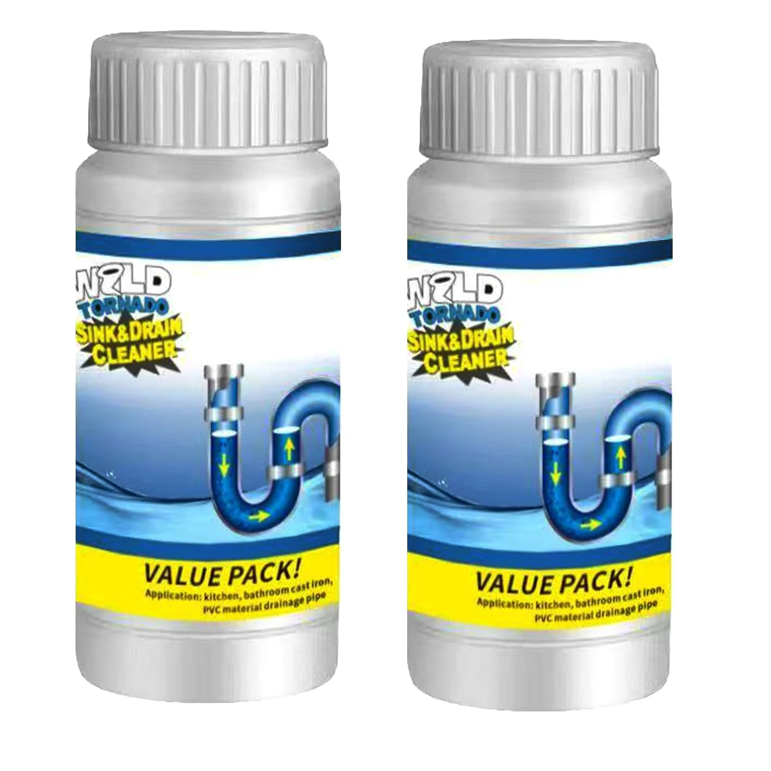 Potente Agente de Dragado de Tuberías,Herramienta de Limpieza Rápida de Tuberías,Polvo para Limpieza de Tuberías de Cocina,Desatasco De Tuberías Obstruidas En Inodoros De Cocina 2pc