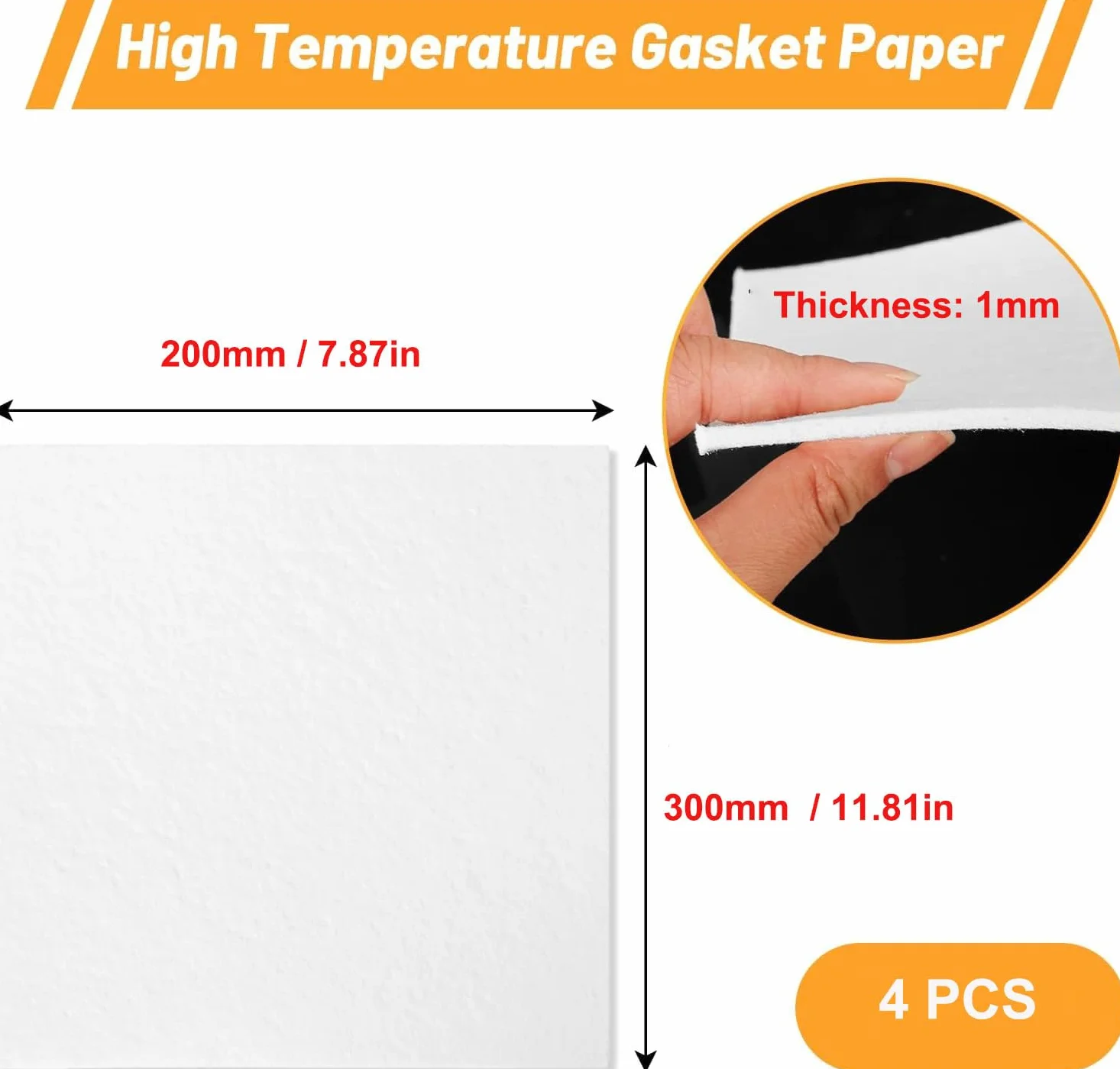 Papel de fibra cerámica de alta temperatura, aislamiento ignífugo for calderas y hornos, 4 Uds.(Thick: 1mm)