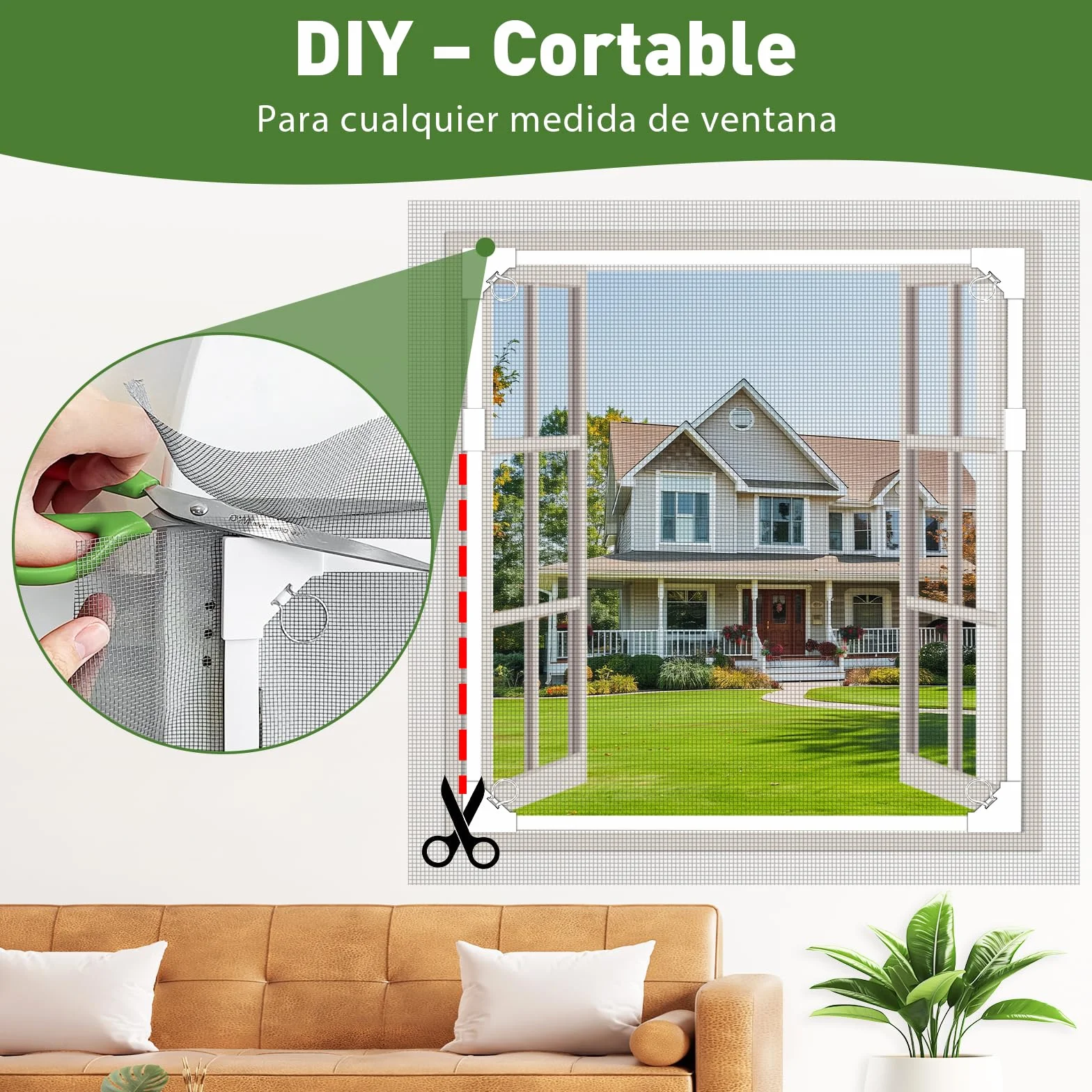 Mosquitera Ventana Magnética, 120x130 cm Fibra de Vidrio Premium, Protección Antimosquitos, DIY Ajustable Fácil Instalación Sin Taladrar, Mosquitera Magnetica para Ventana Correderas